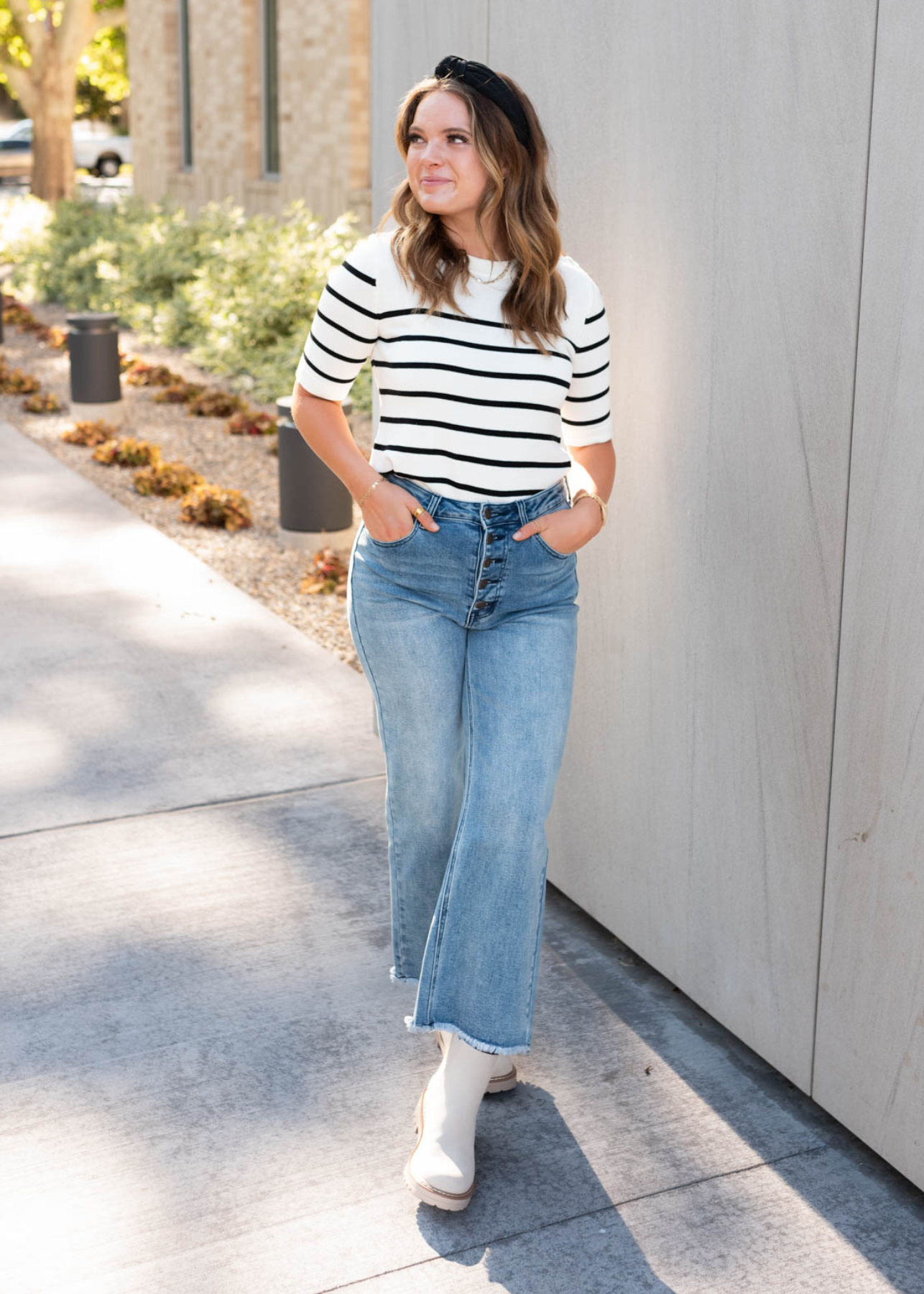 Lisa Ivory Stripe Knit Top