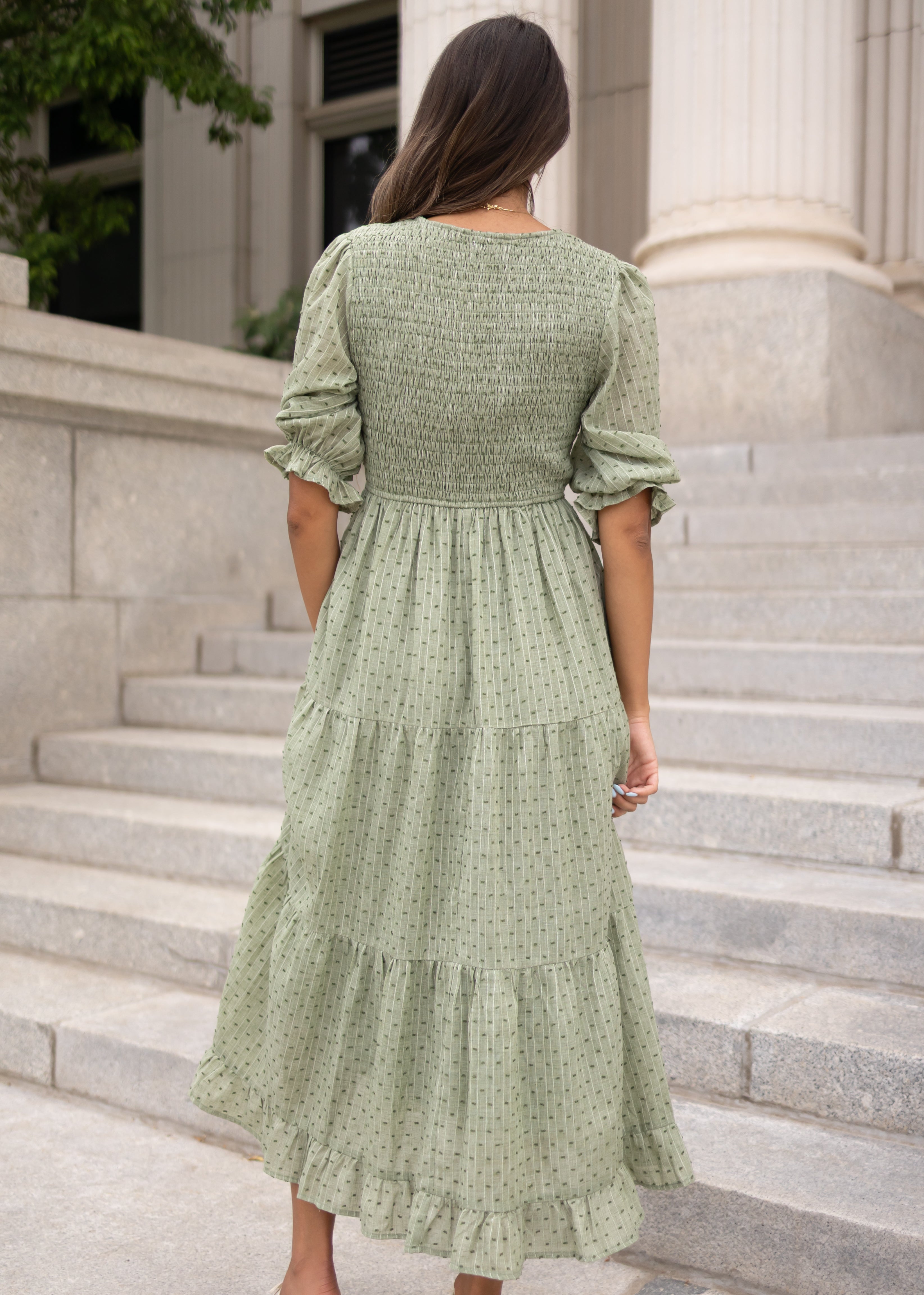 Lizzy Green Smocked Dress