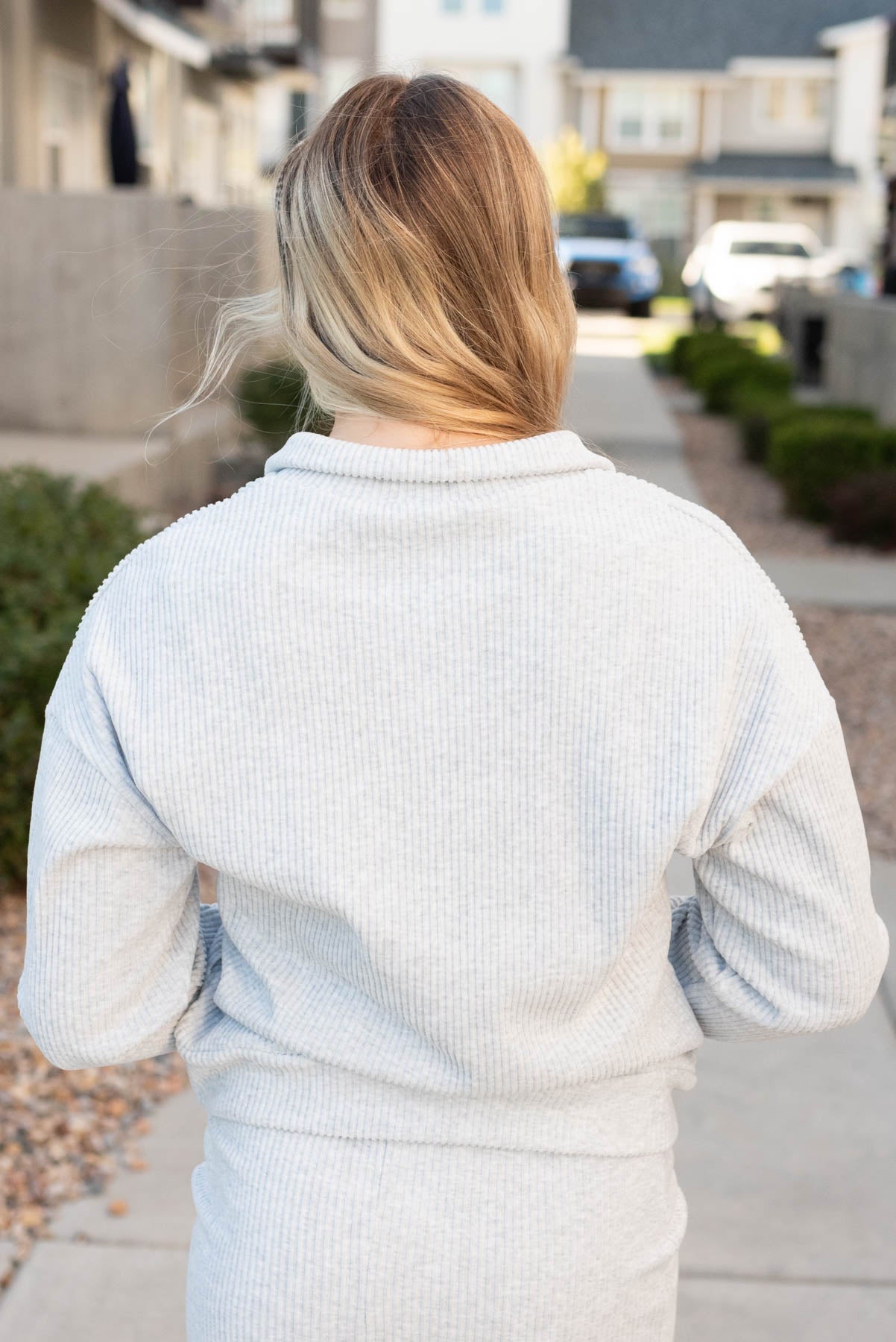 Lizzy Grey Ribbed Knit Sweater