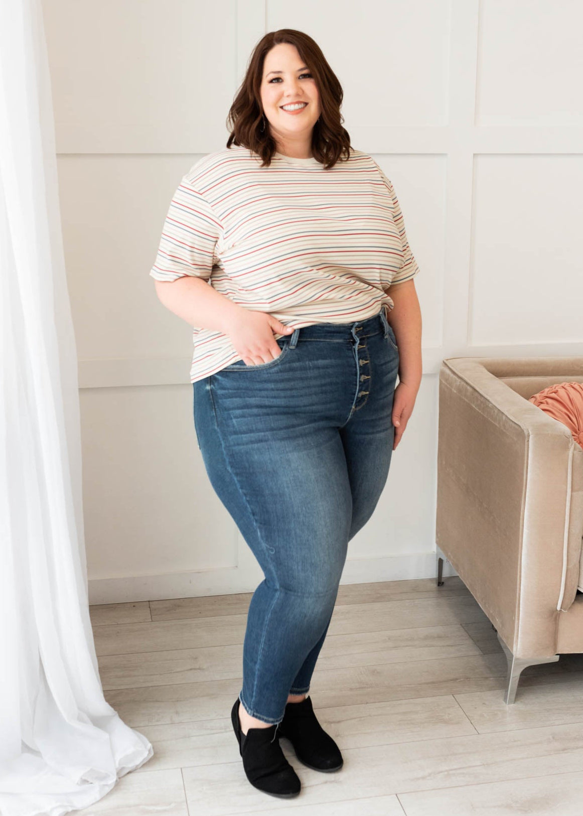 Louisa Ivory Multi Stripe Top