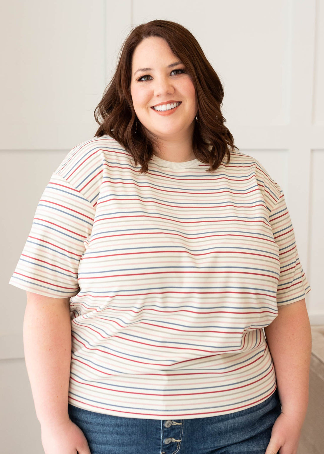 Louisa Ivory Multi Stripe Top