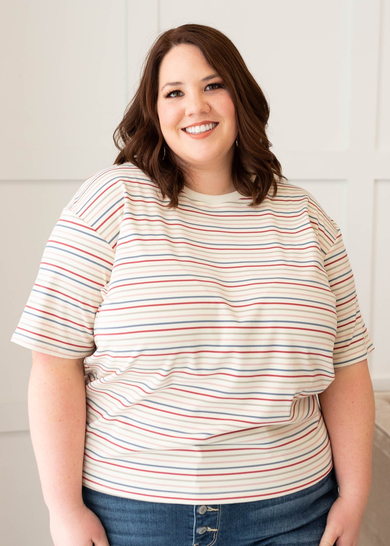 Louisa Ivory Multi Stripe Top