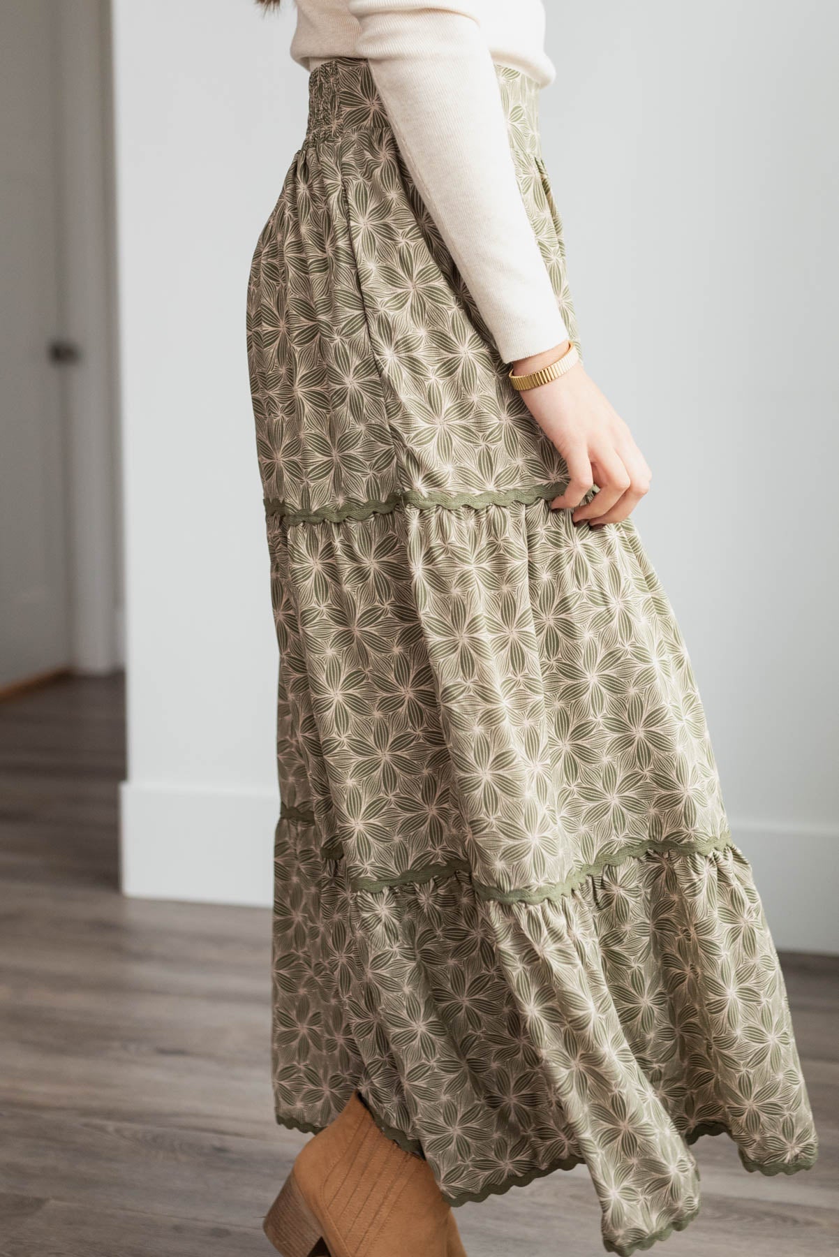 Louise Olive Floral Skirt