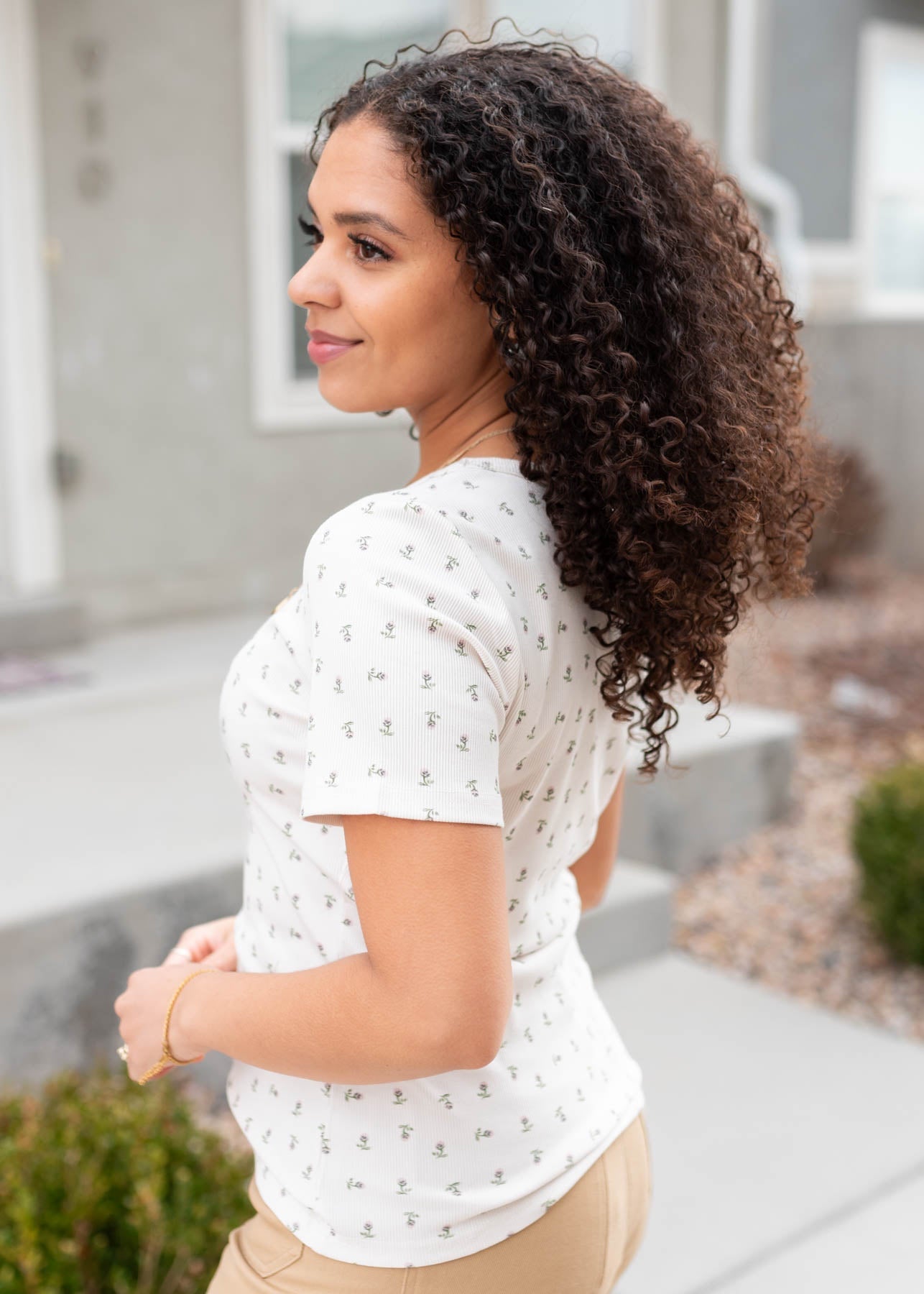 Lucie Ivory Sage Floral Top