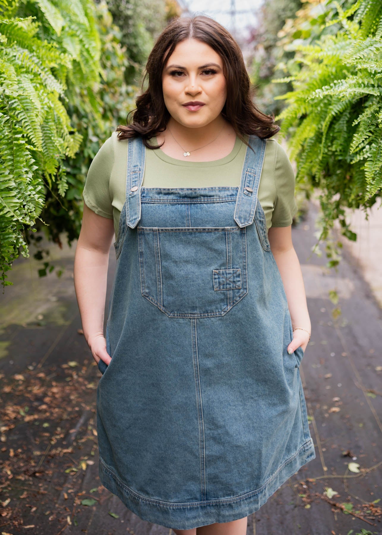 Lucille Washed Denim Overall Dress