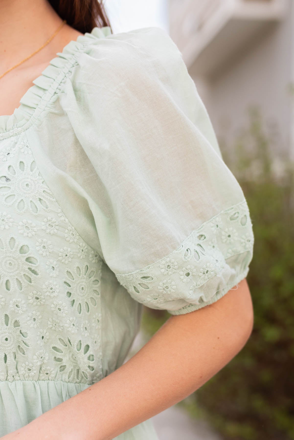 Luella Sage Eyelet Tiered Dress