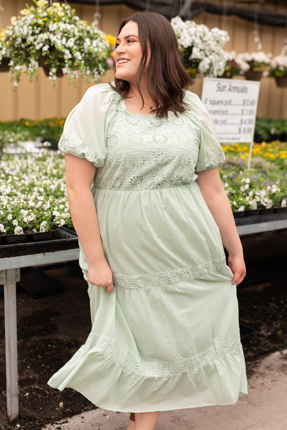 Luella Sage Eyelet Tiered Dress
