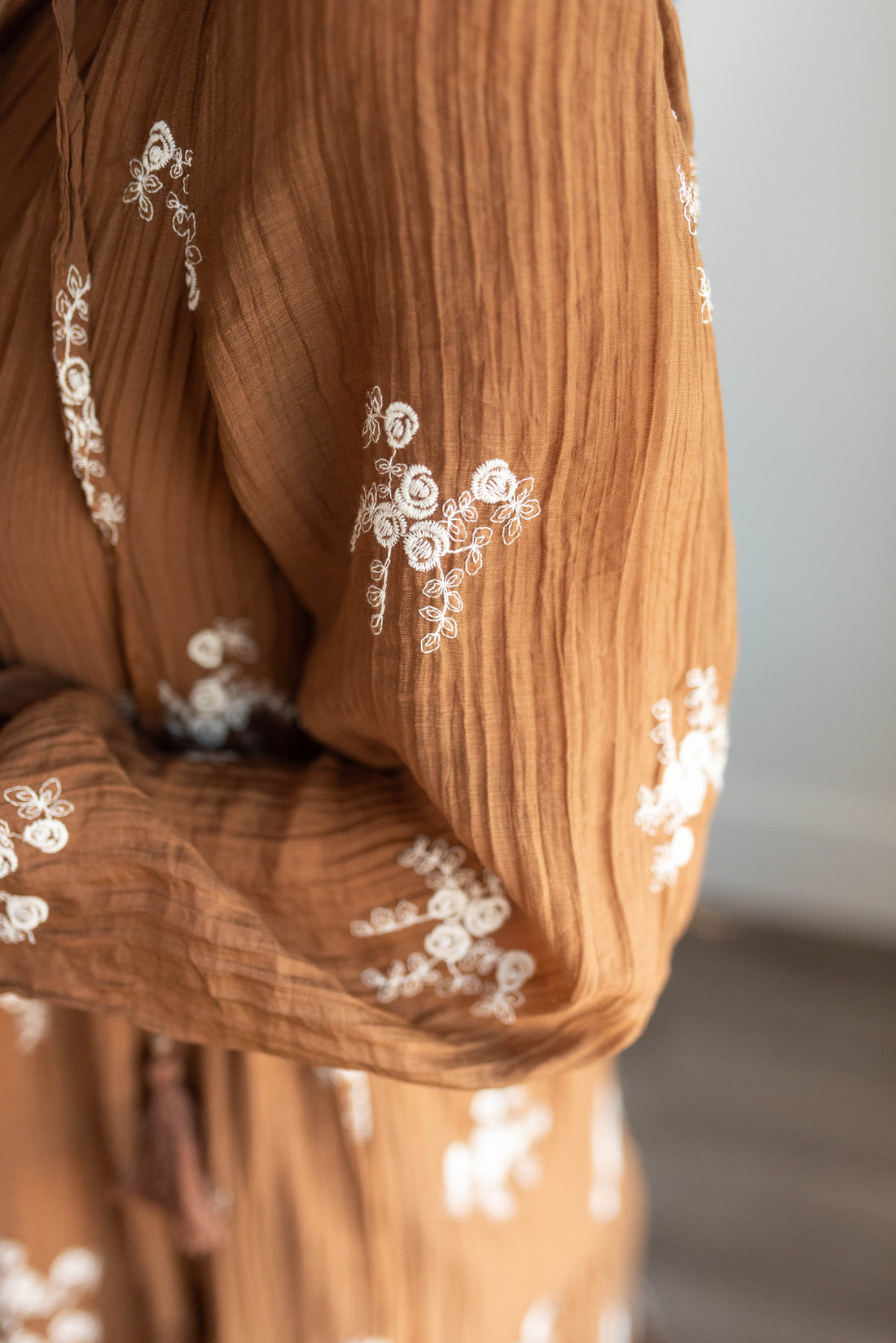 Luna Brown Embroidered Dress