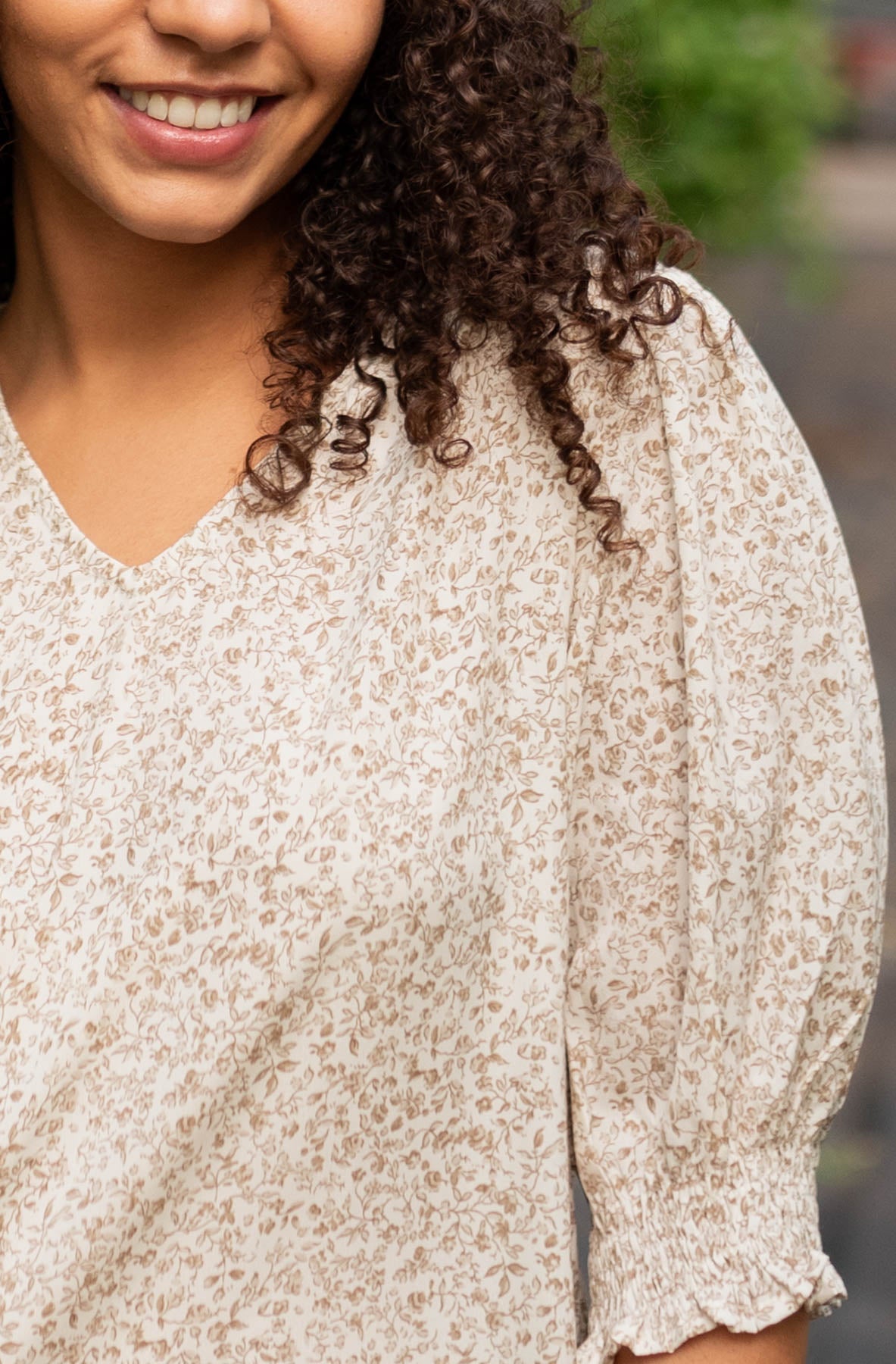 Lyla Taupe Floral Print Top
