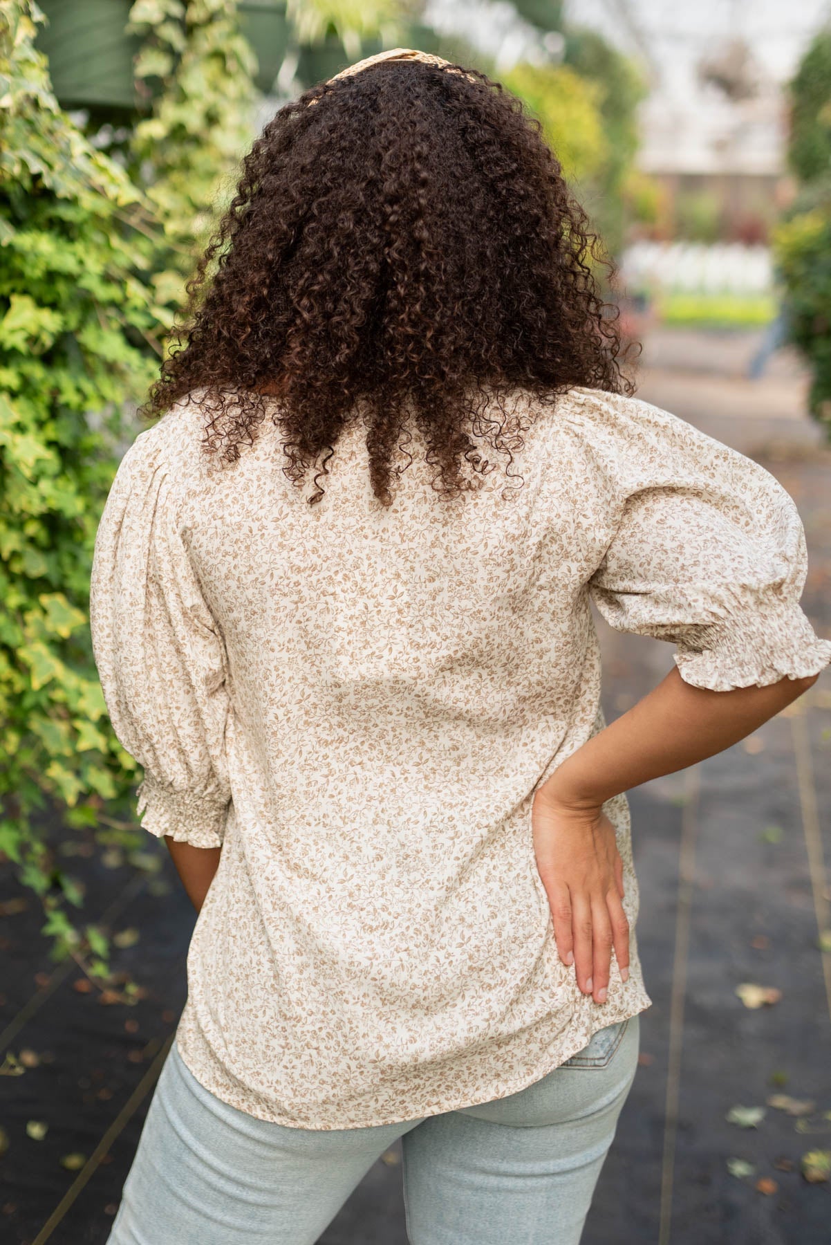 Lyla Taupe Floral Print Top