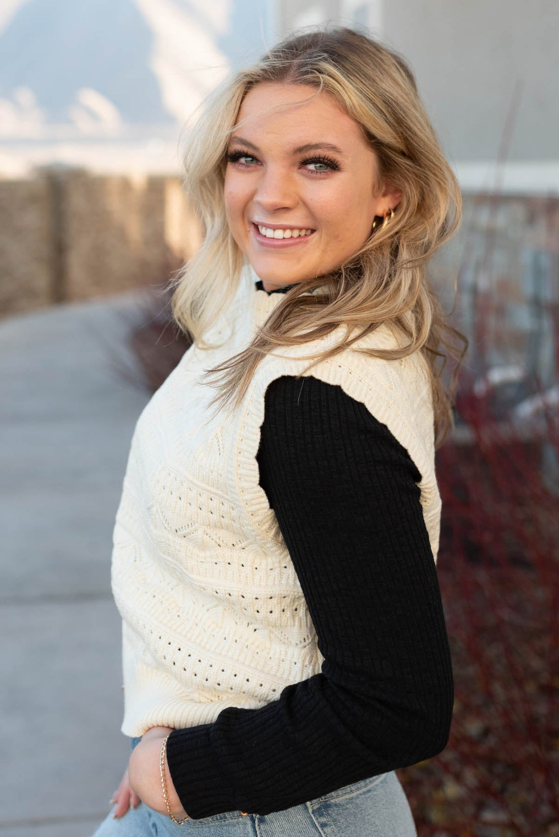 Lynessa Ivory Knit Sweater Vest