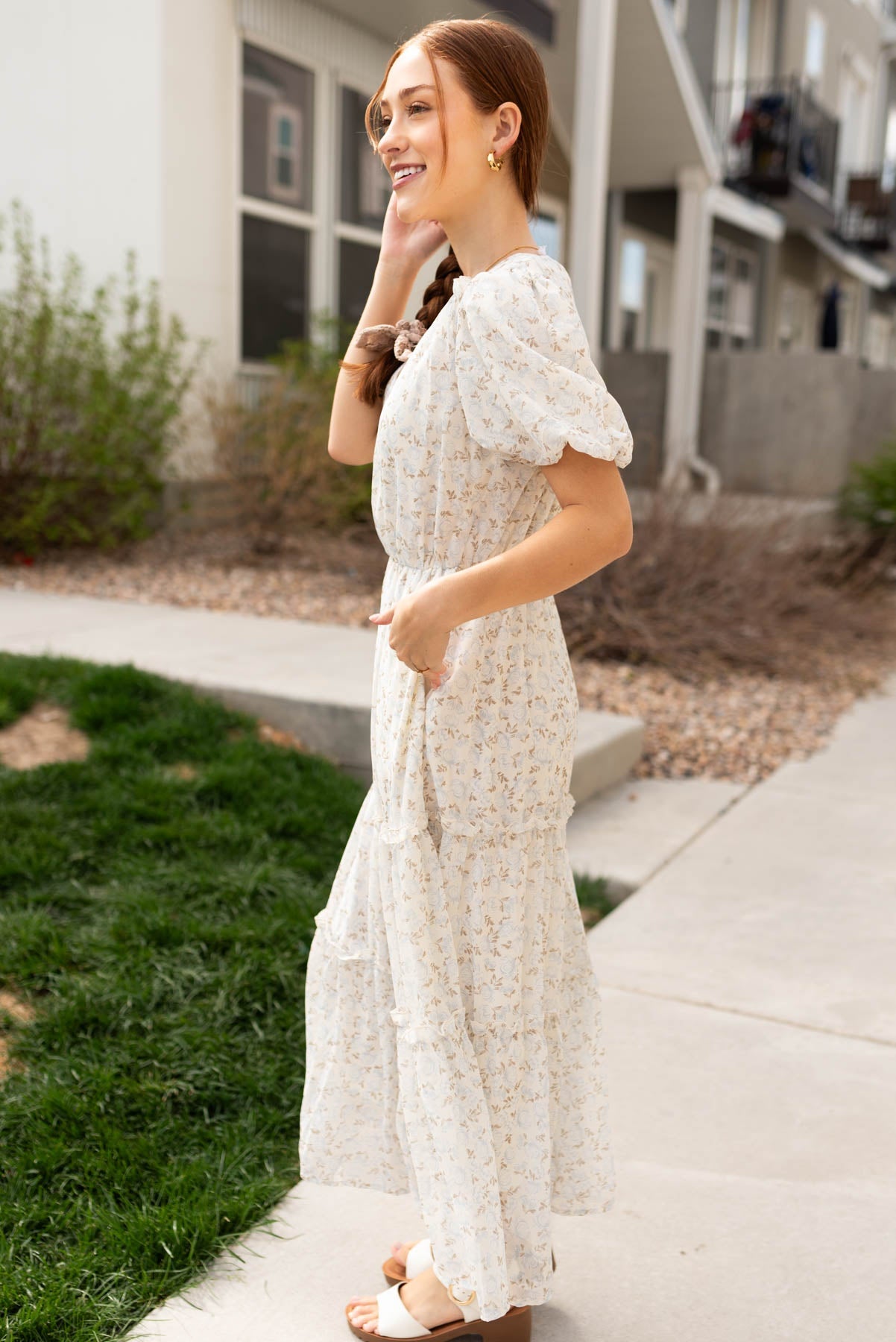 Lyssa Dusty Blue Floral Dress