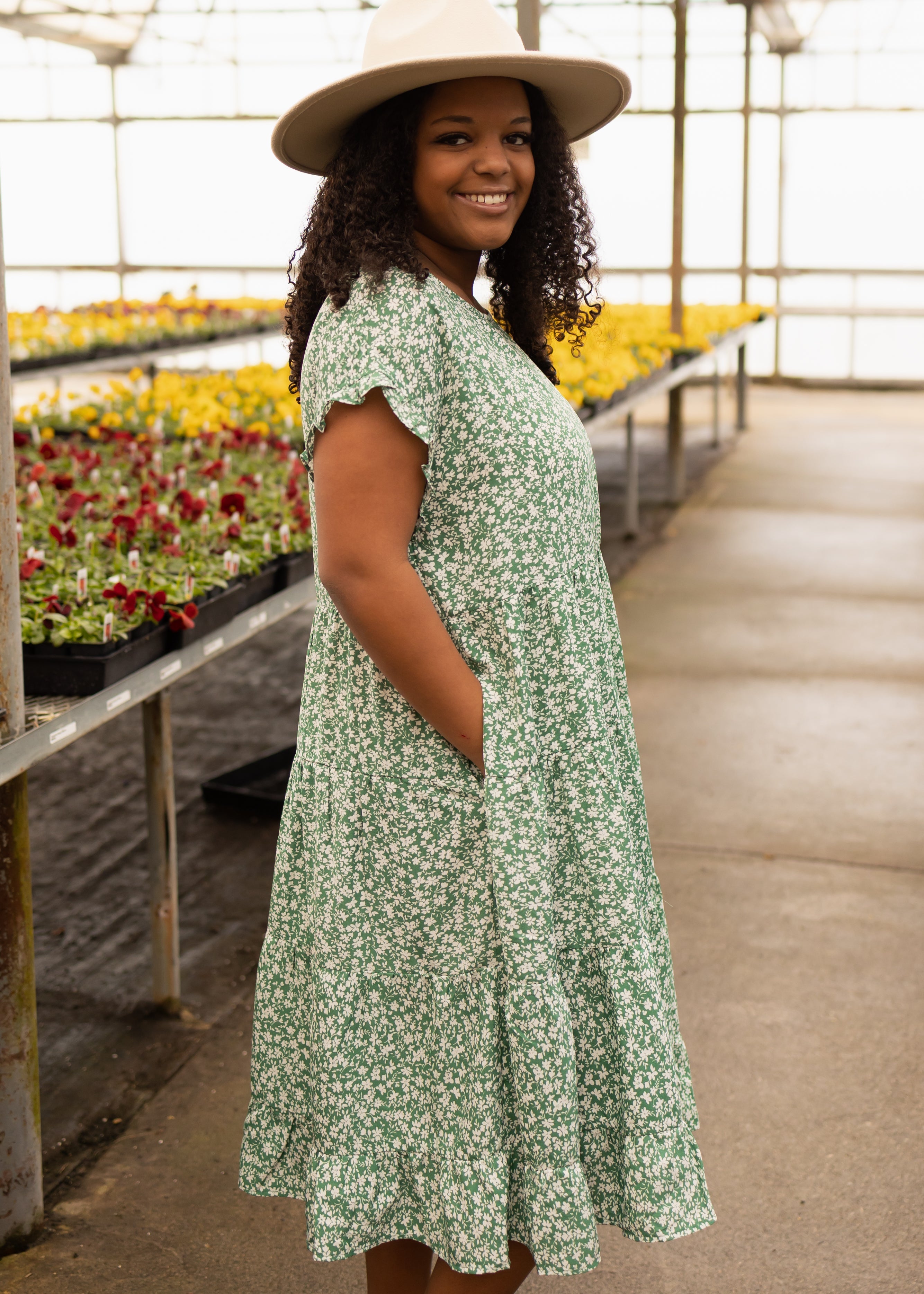 Lindsay Green Floral Dress