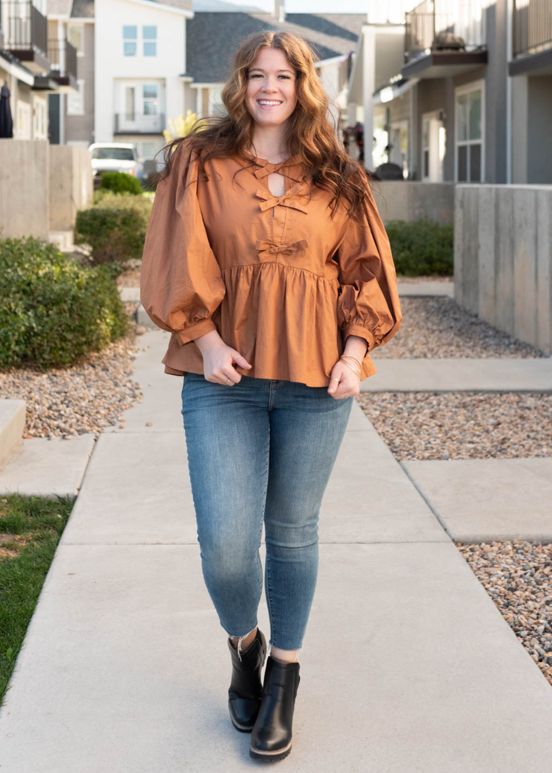 Madalyn Toffee Bow Top
