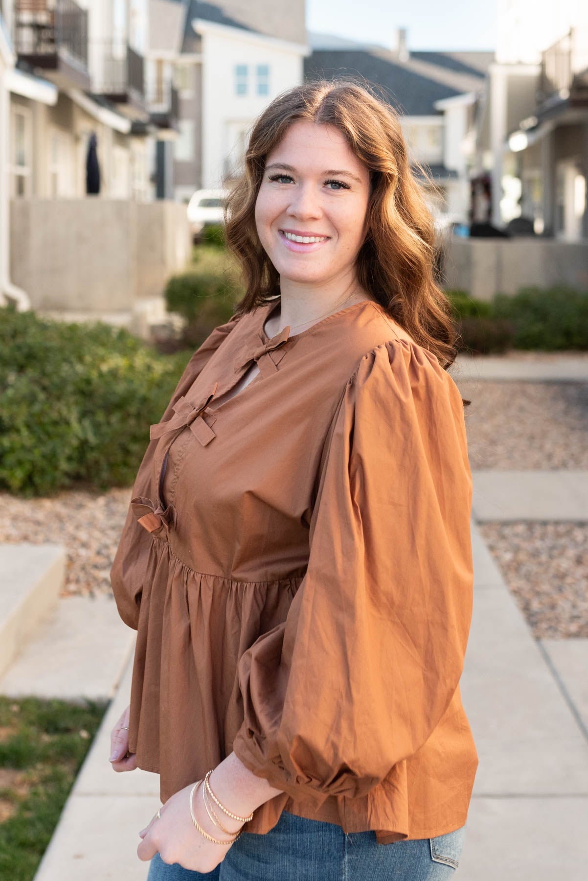 Madalyn Toffee Bow Top