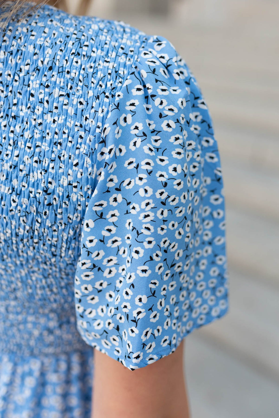 Maggie Blue Floral V-Neck Dress