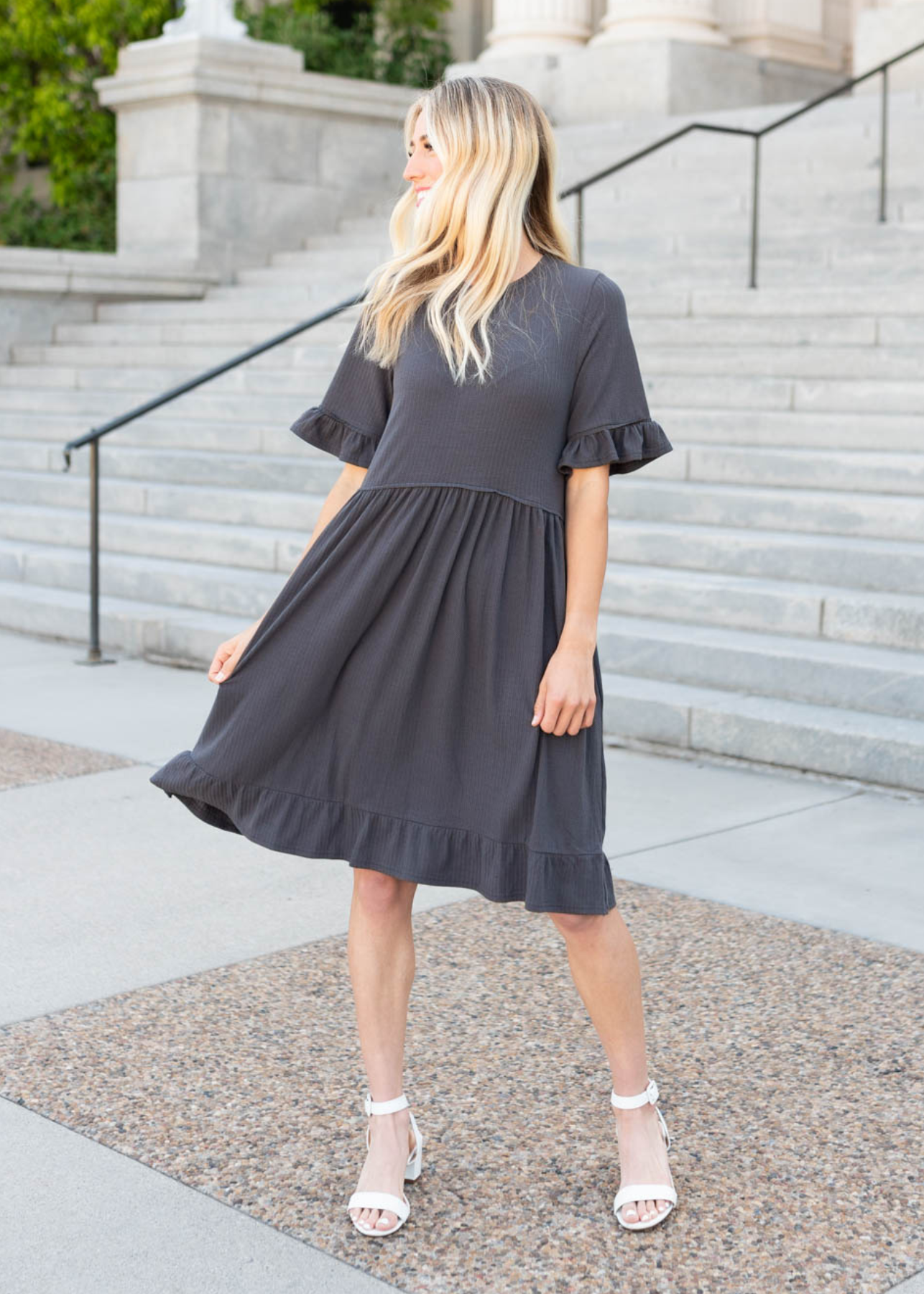 Mailee Charchoal Rib Knit Dress
