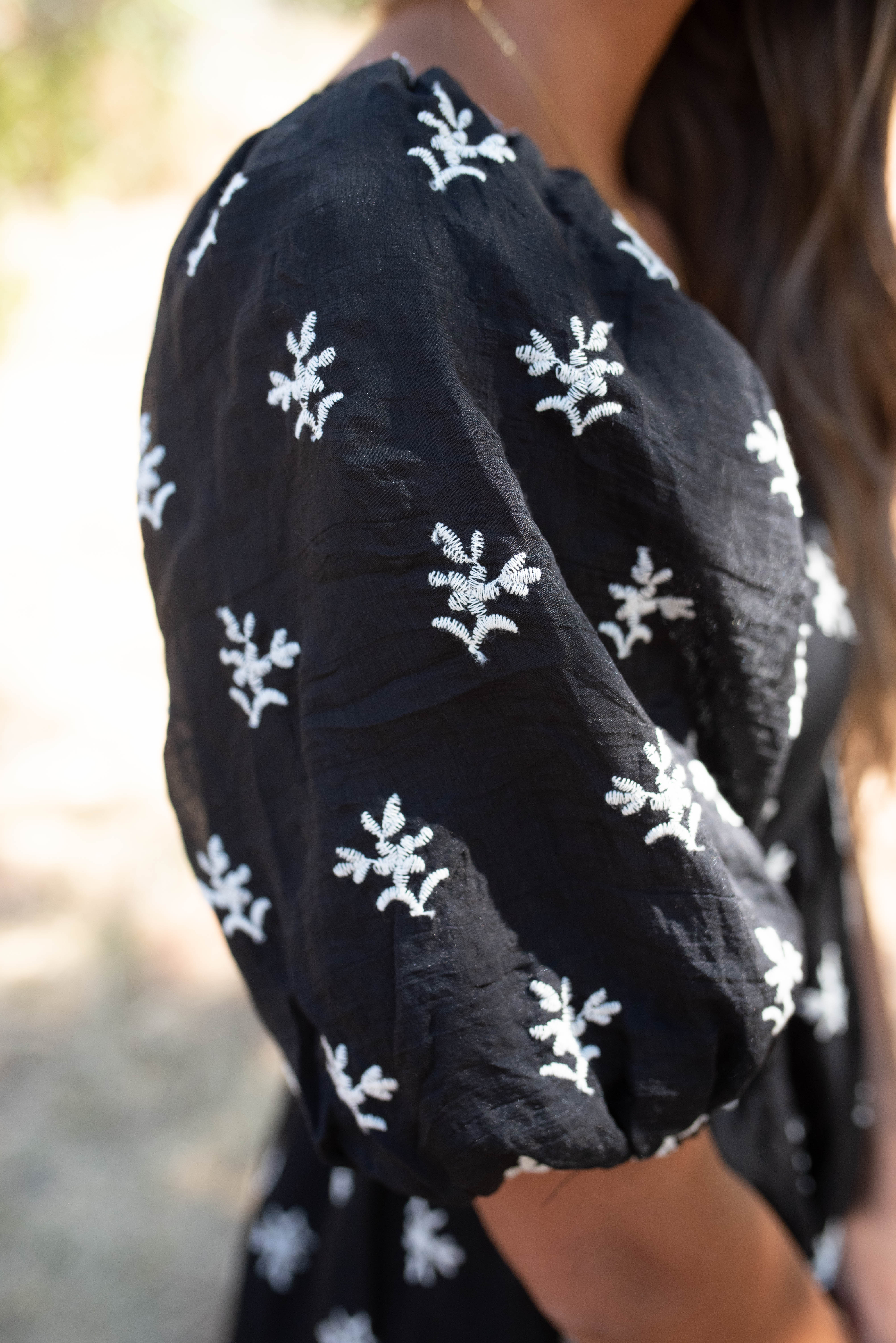 Maiya Black Floral Tiered Dress