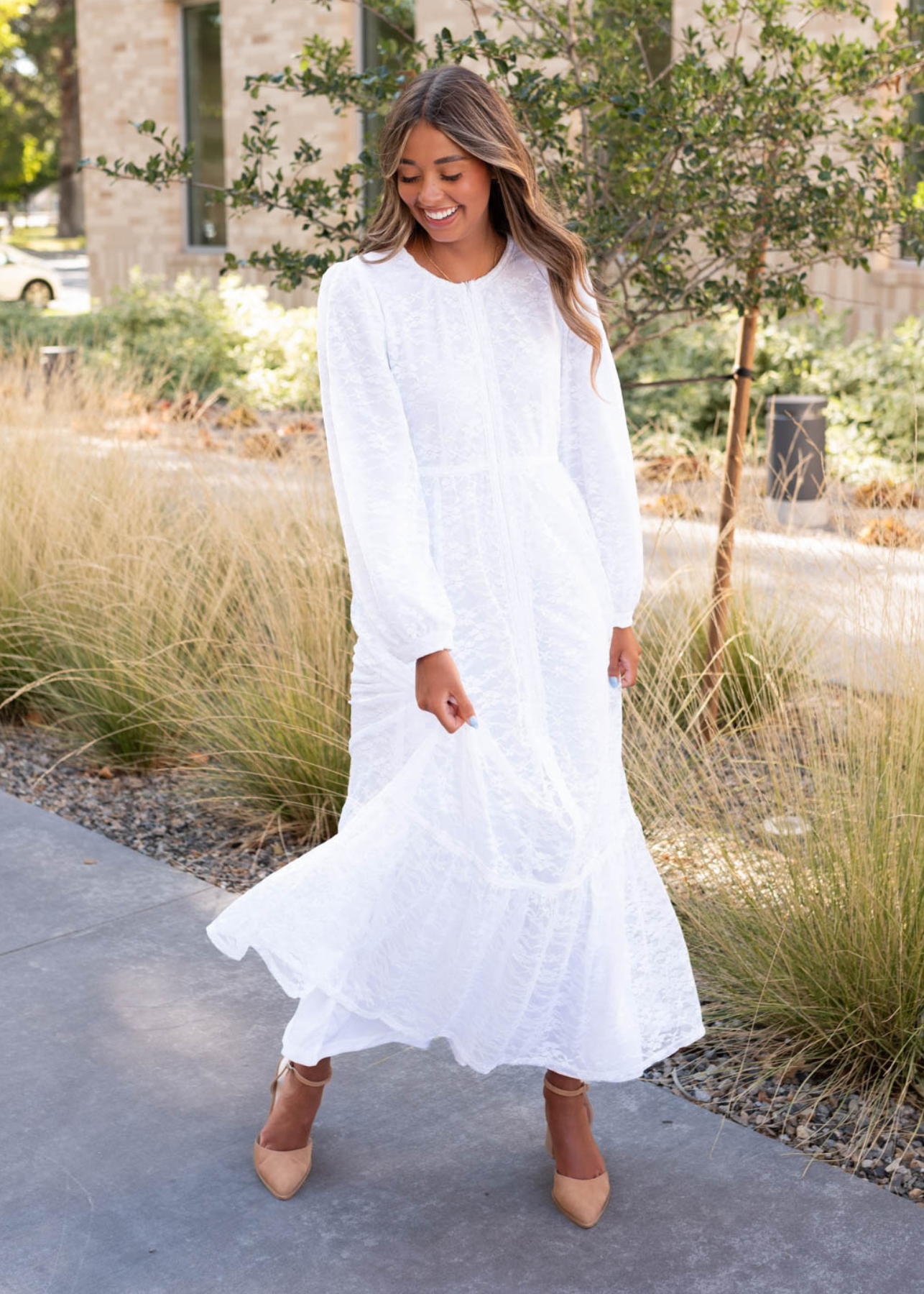 Maizy White Floral Lace Dress