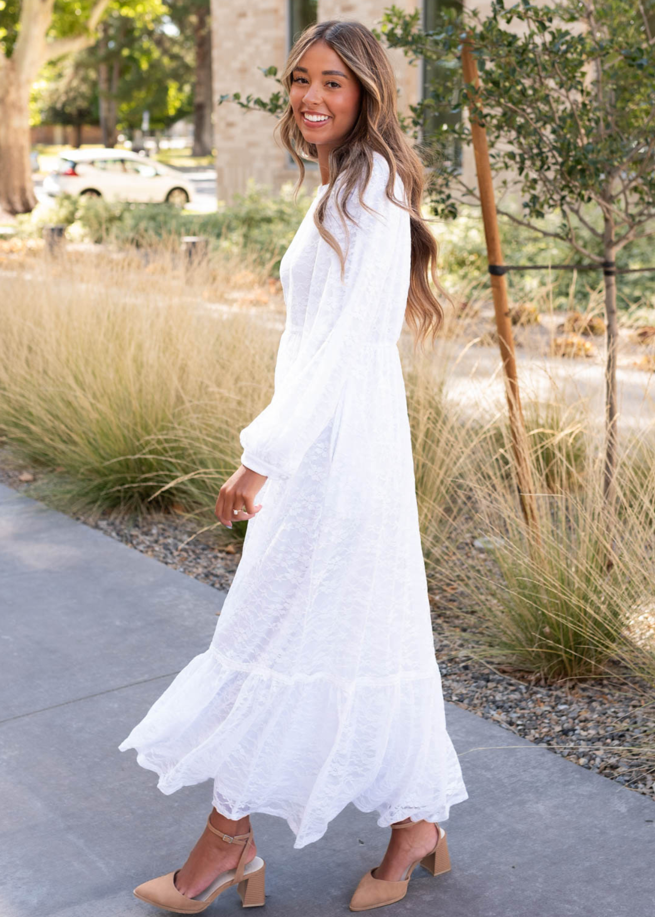 Maizy White Floral Lace Dress