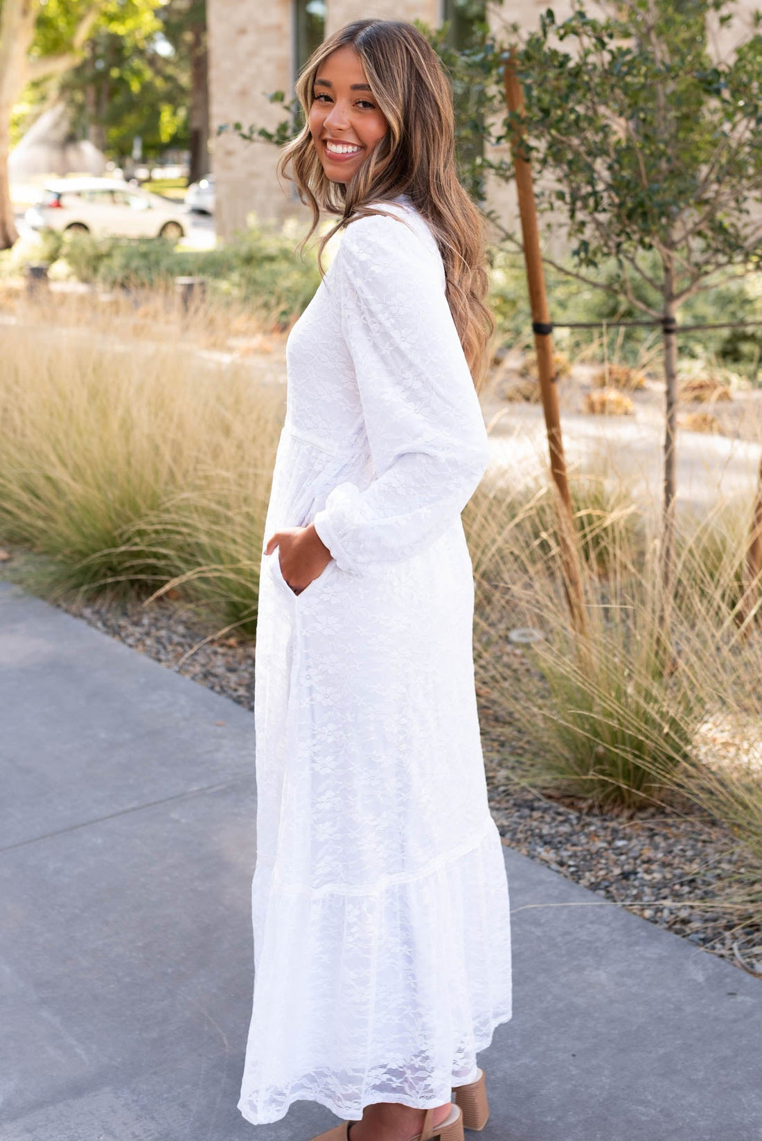 Maizy White Floral Lace Dress