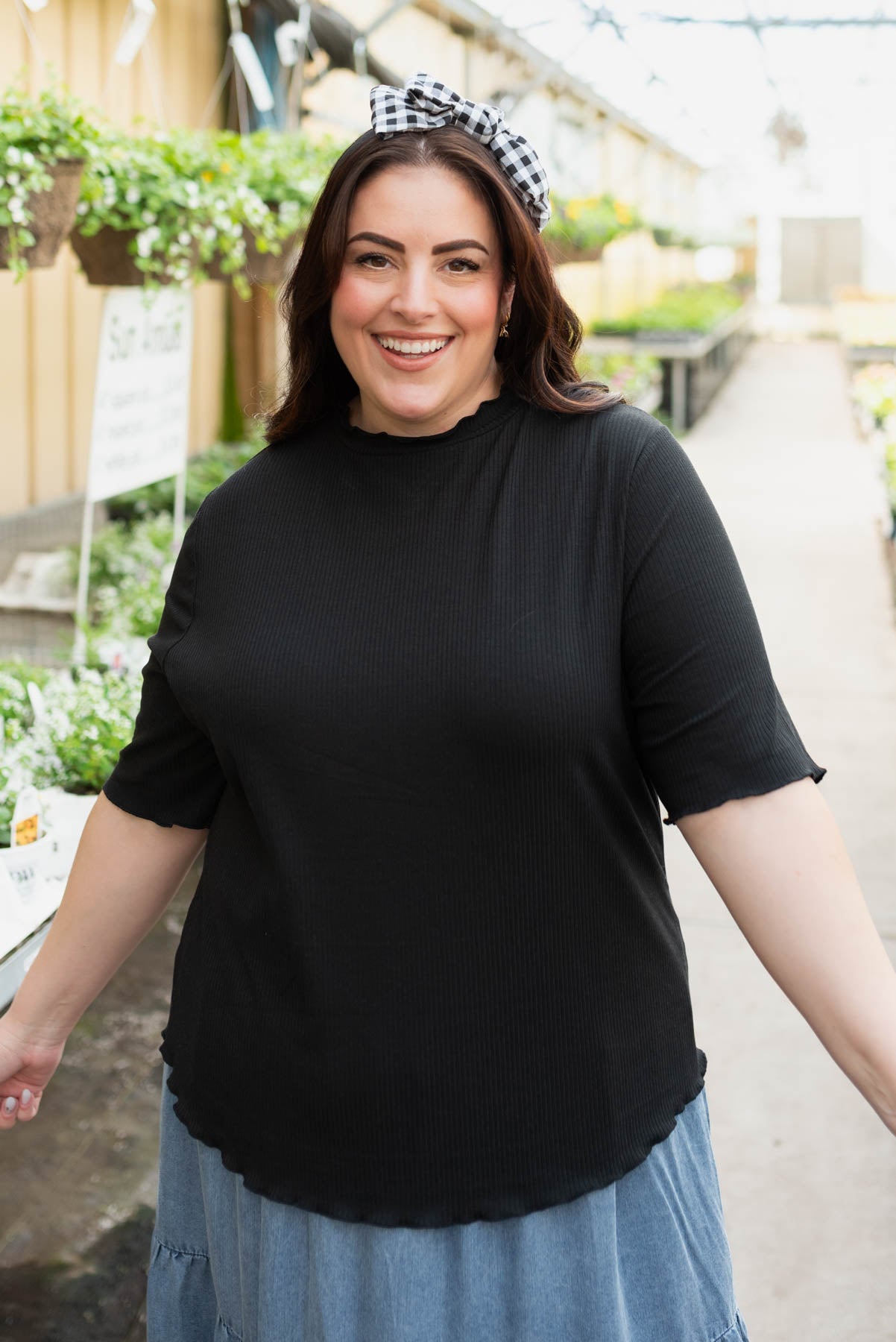 Makelle Black Textured Knit Top