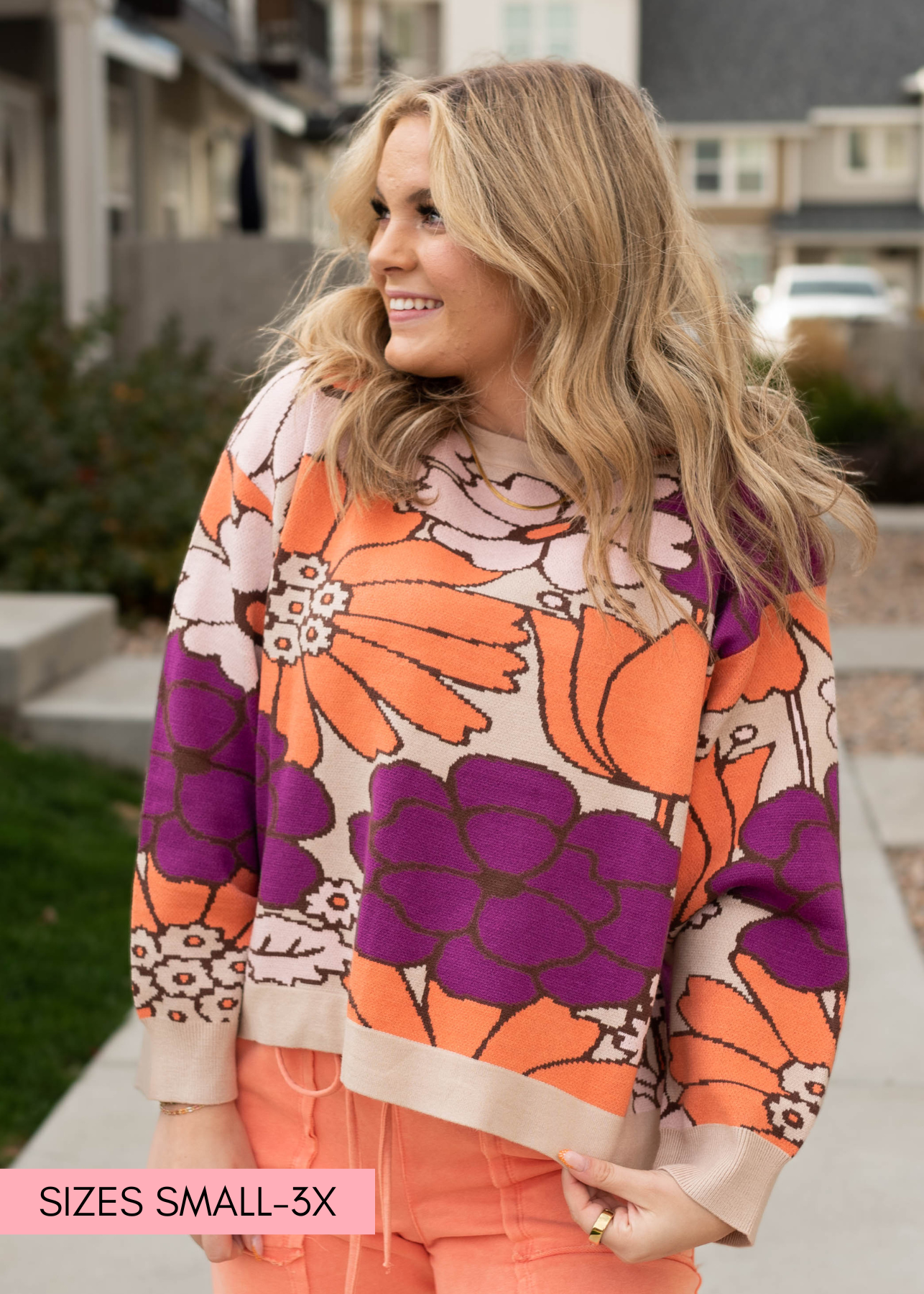 Maleah Taupe Floral Sweater