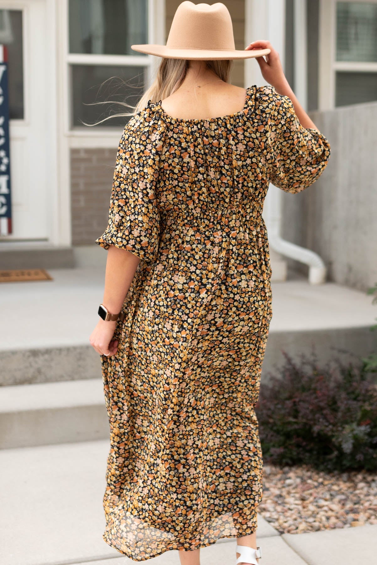 Mandy Black Floral Tiered Dress