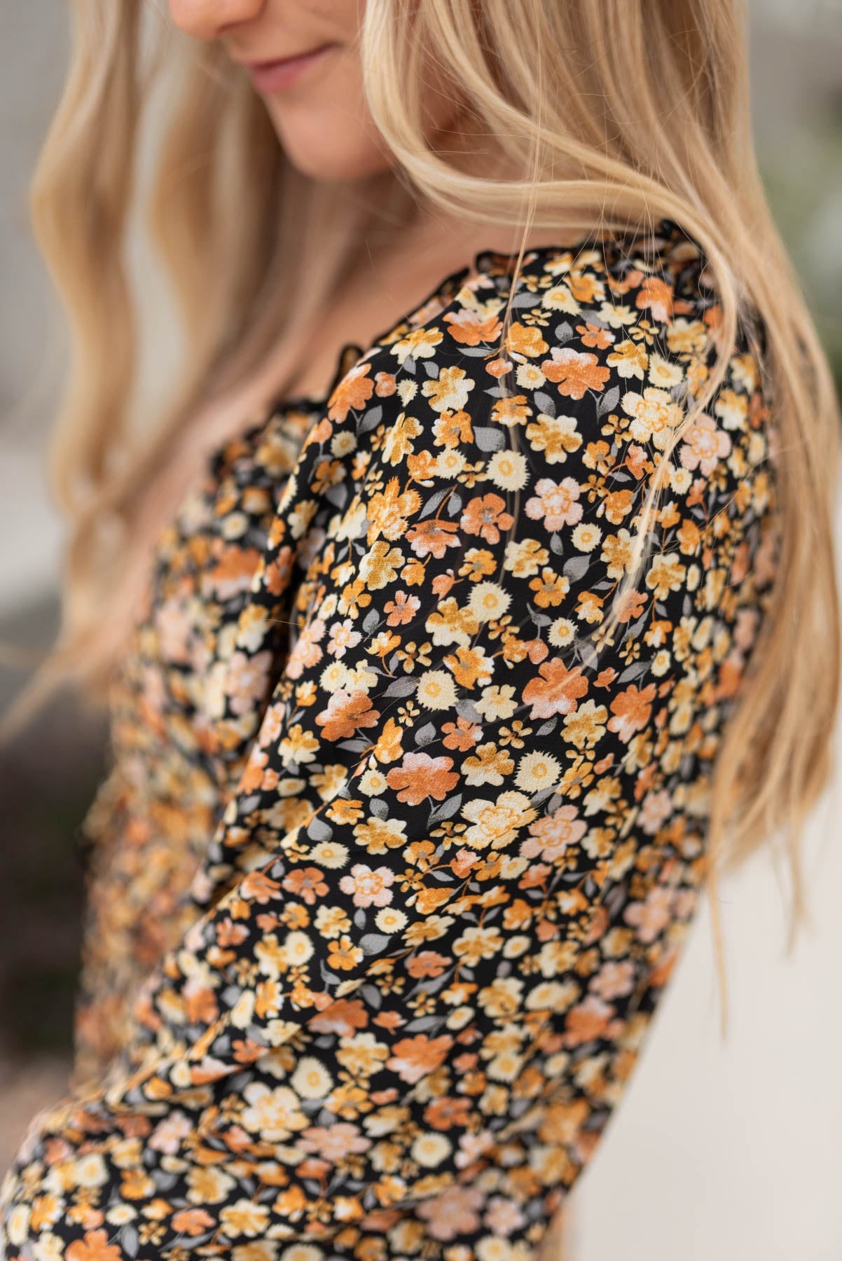 Mandy Black Floral Tiered Dress