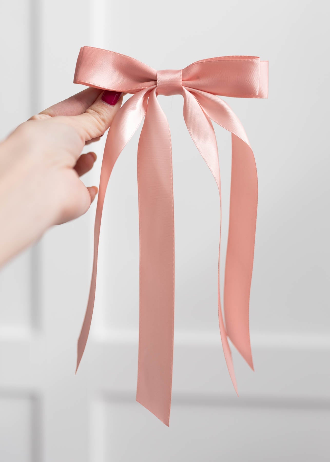 Mara Peach Double Satin Bow