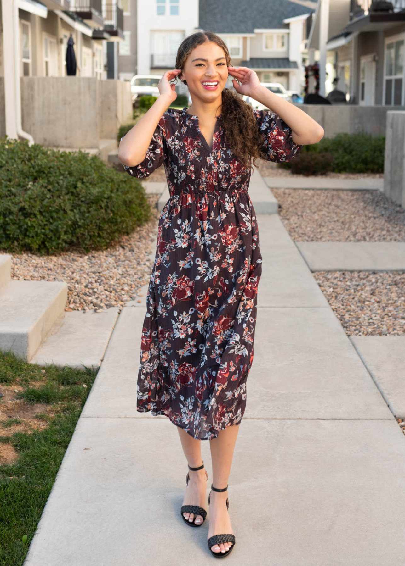 Marcy Dark Plum Floral Dress