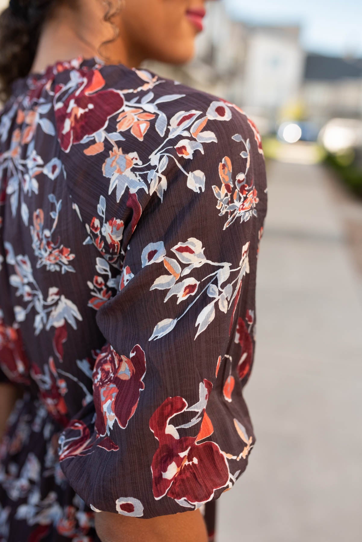 Marcy Dark Plum Floral Dress
