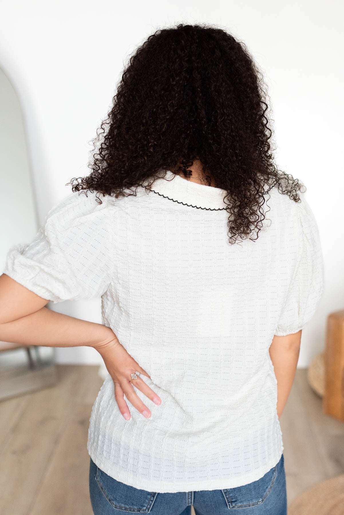 Margaret Cream Collared Top