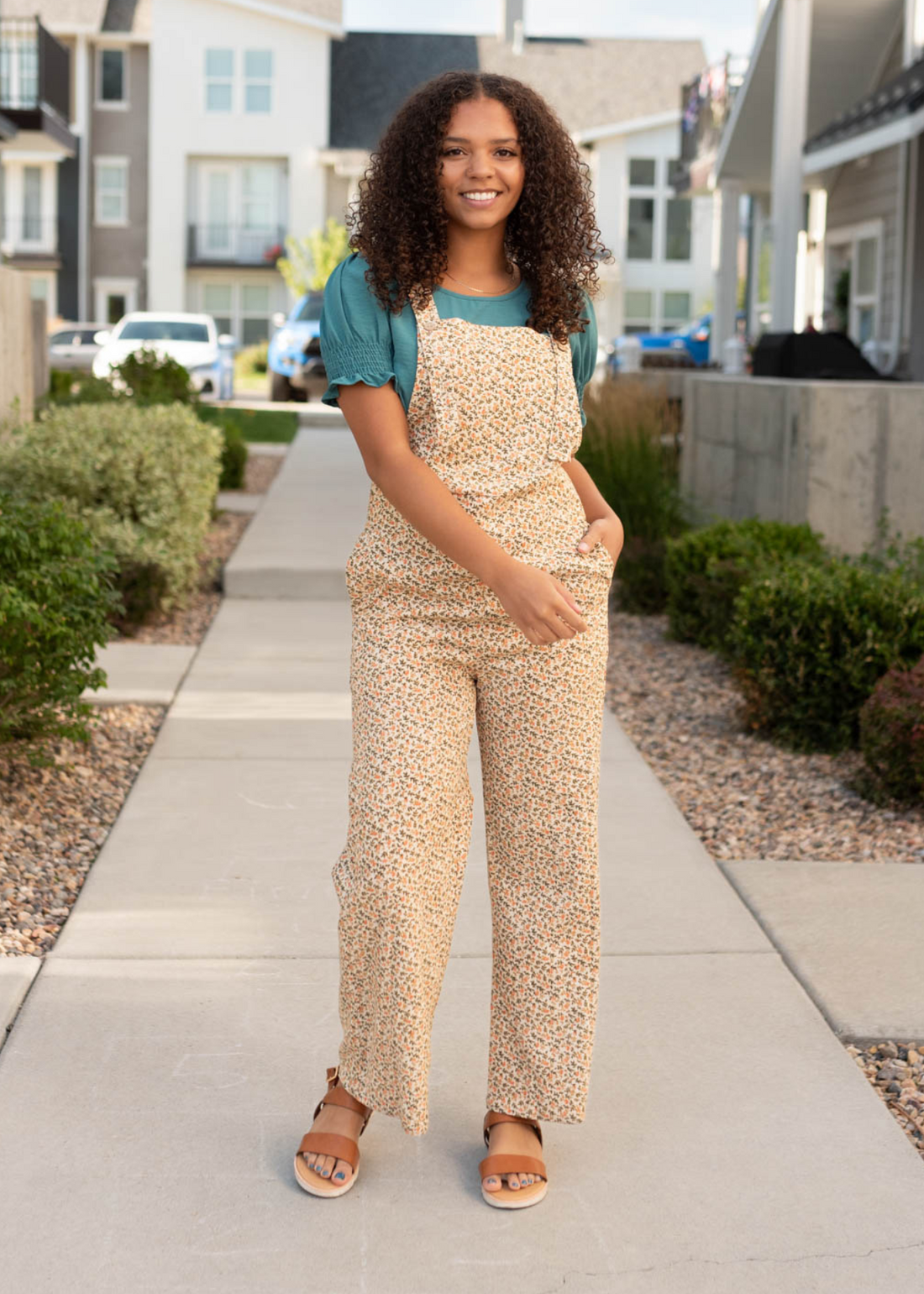 Margo Cream Floral Corduroy Overalls