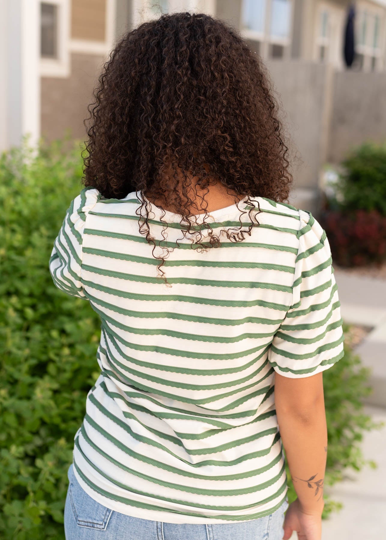 Marly Green Striped Top