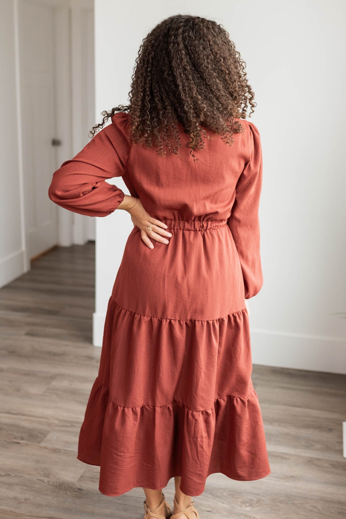 Megan Burgundy Embroidered Floral Dress