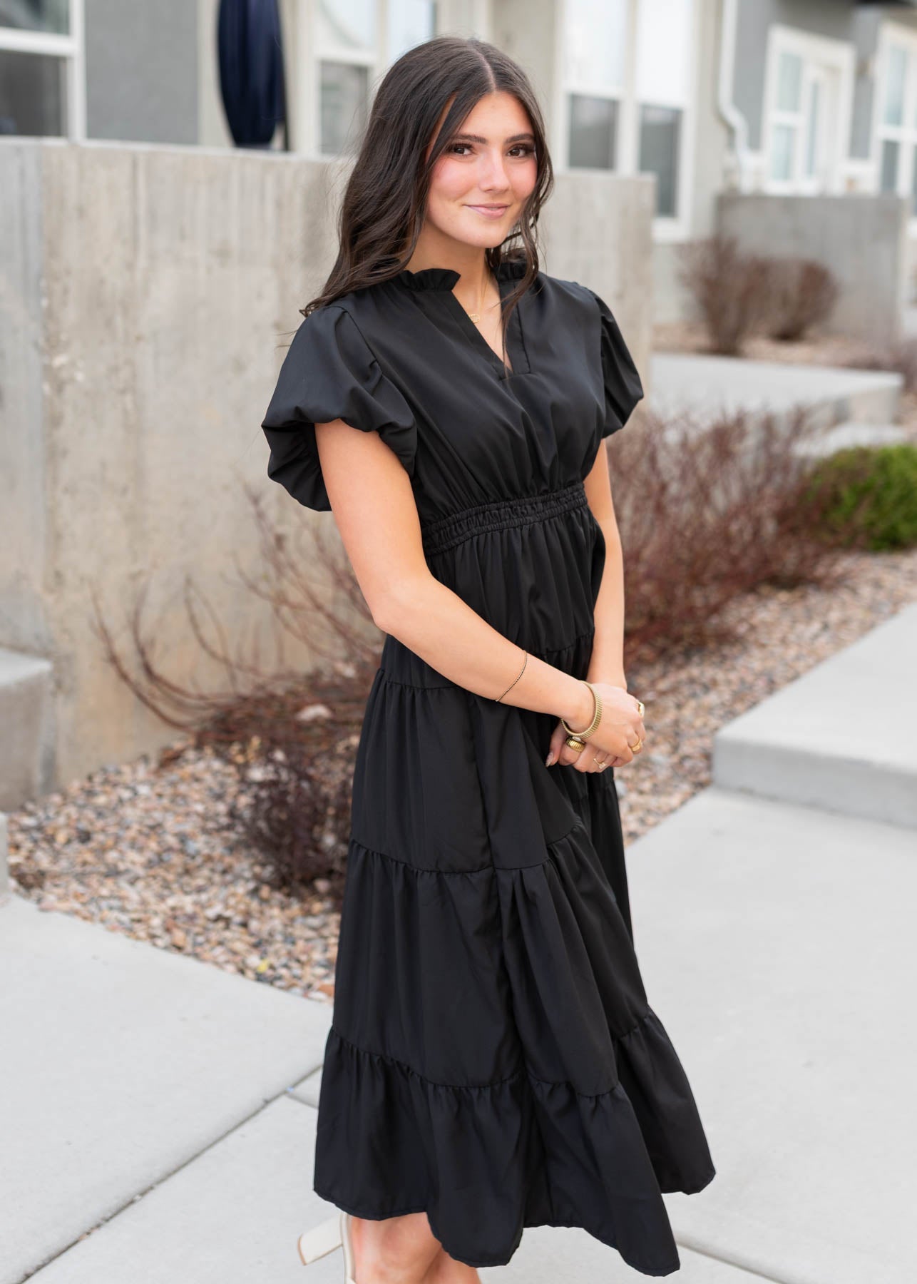 Mia Black Puff Sleeve Dress