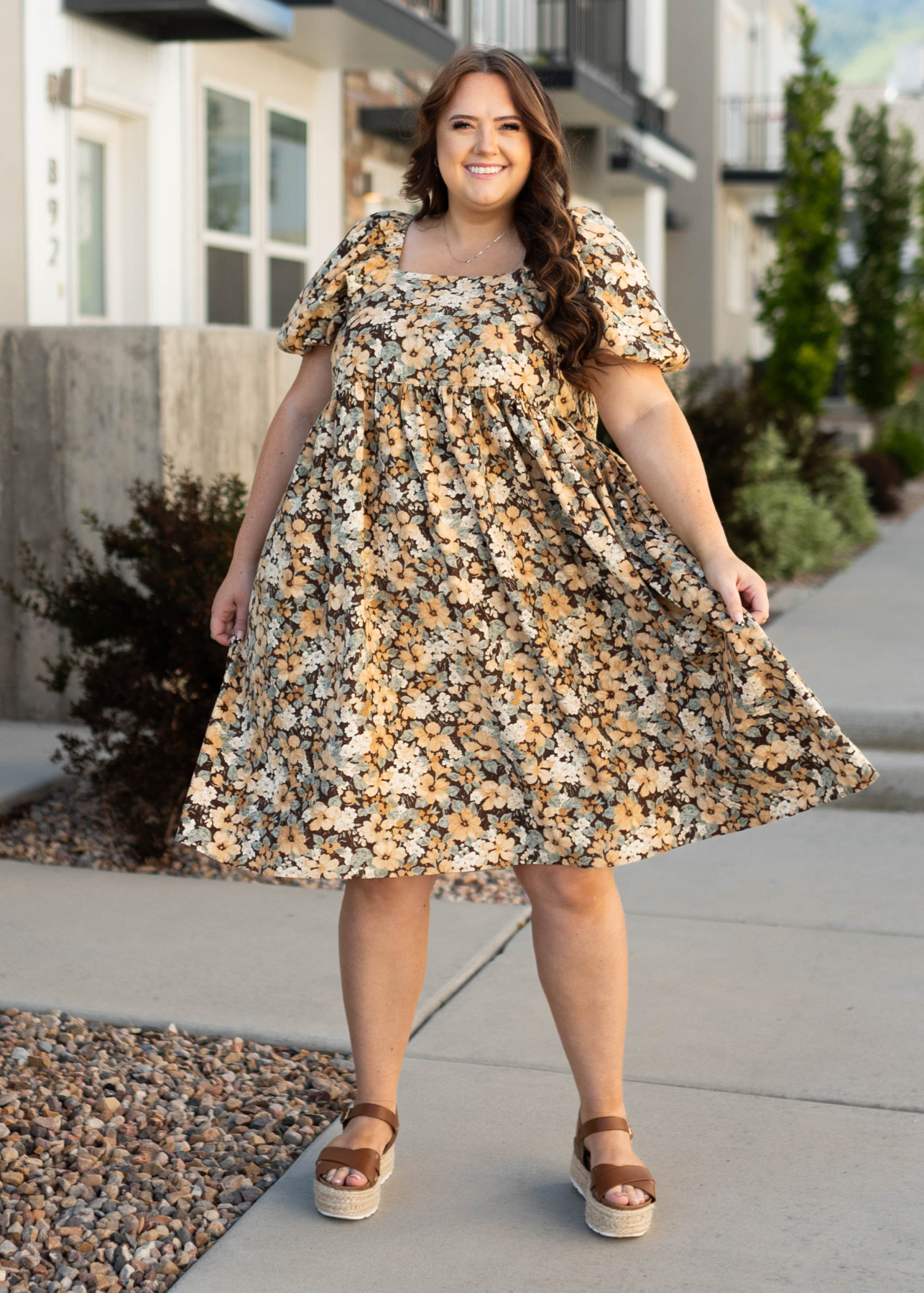 Mikelle Brown Floral Dress