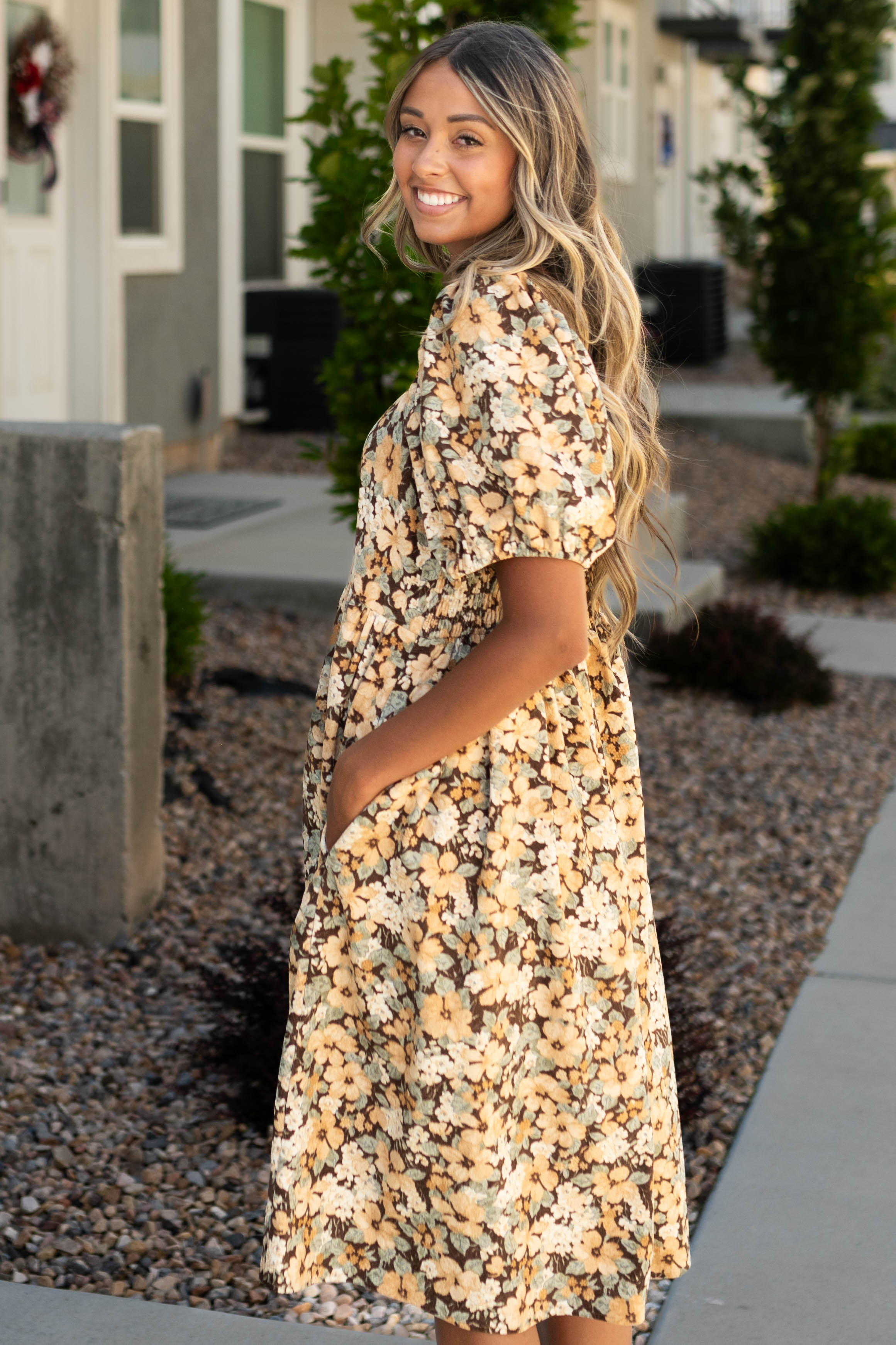 Mikelle Brown Floral Dress