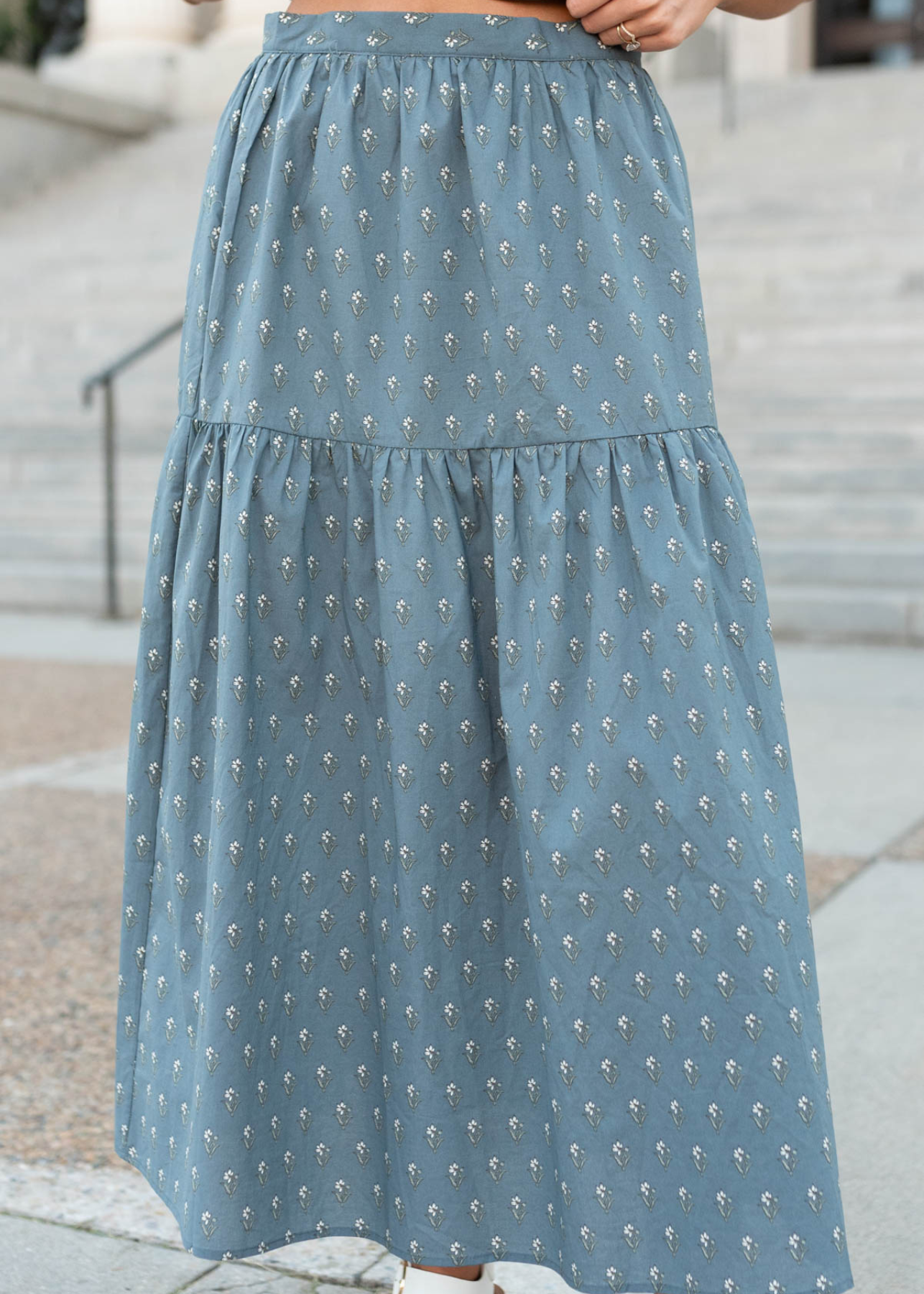 Miley Steel Blue Floral Skirt