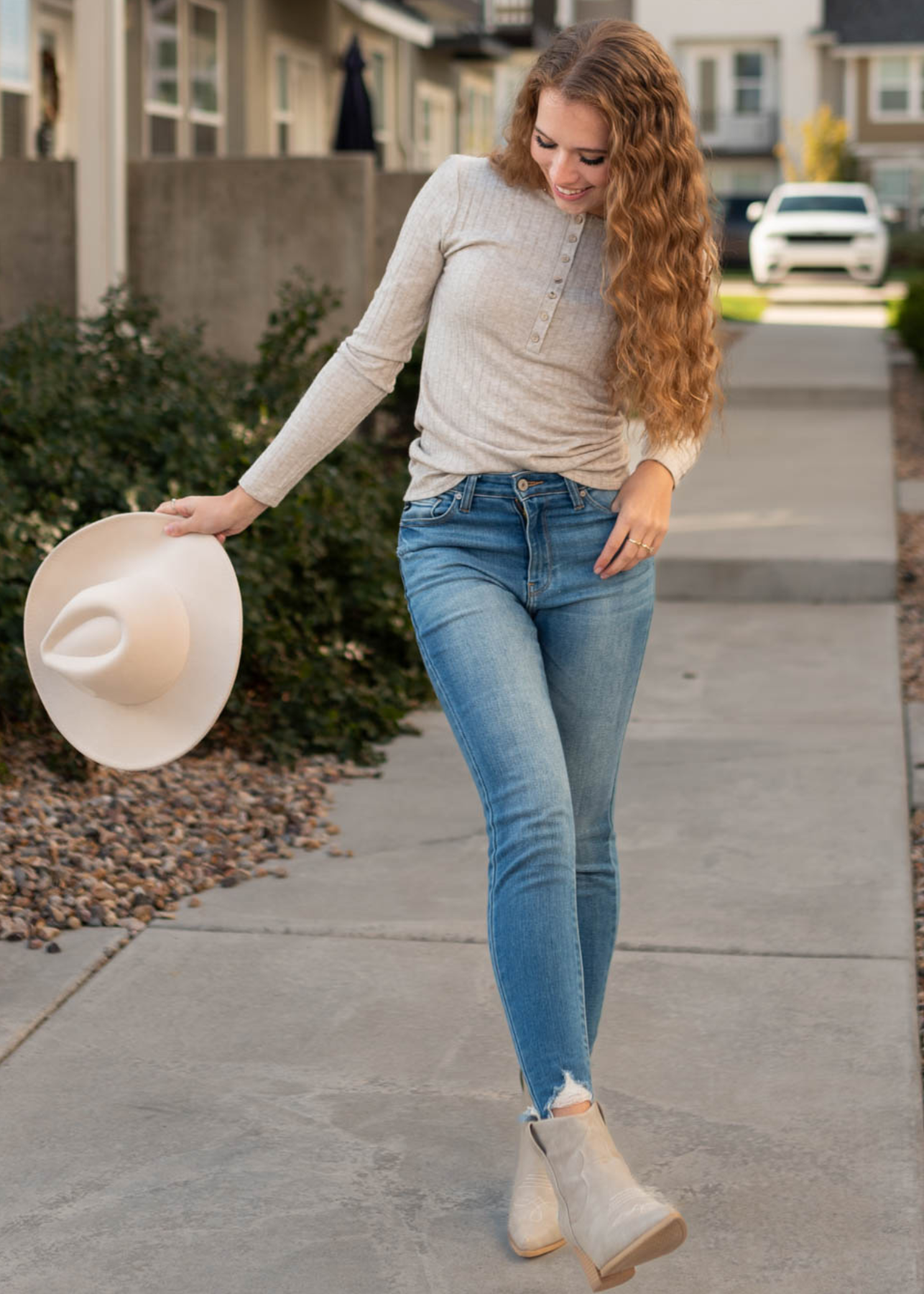 Mirabel Mocha Ribbed Long Sleeve Top