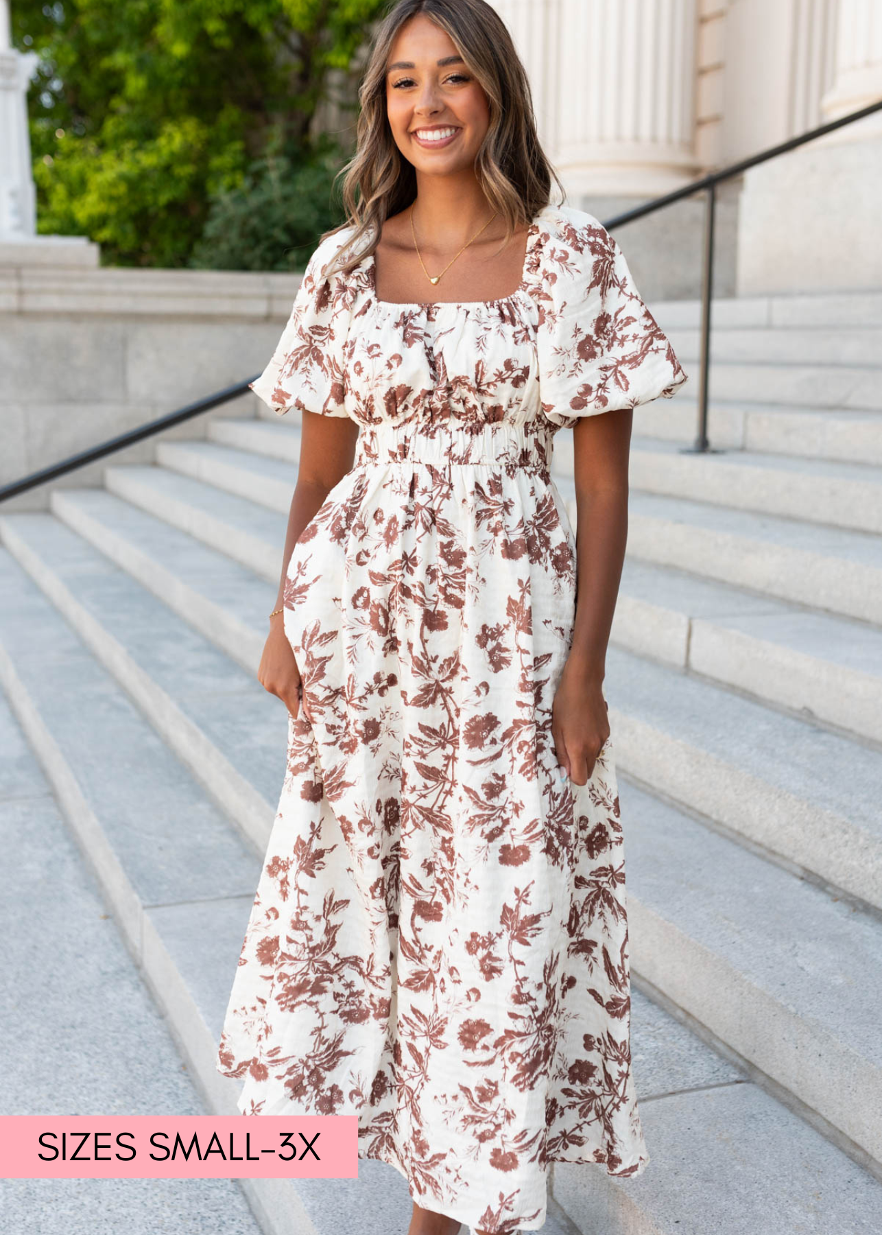 Missy Mocha Floral Tiered Dress