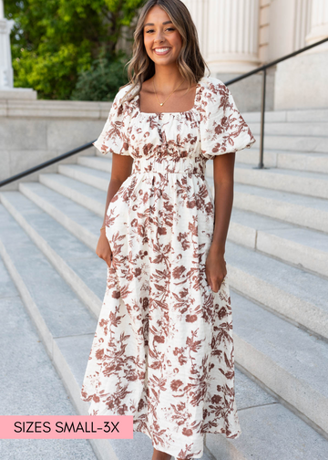 Missy Mocha Floral Tiered Dress