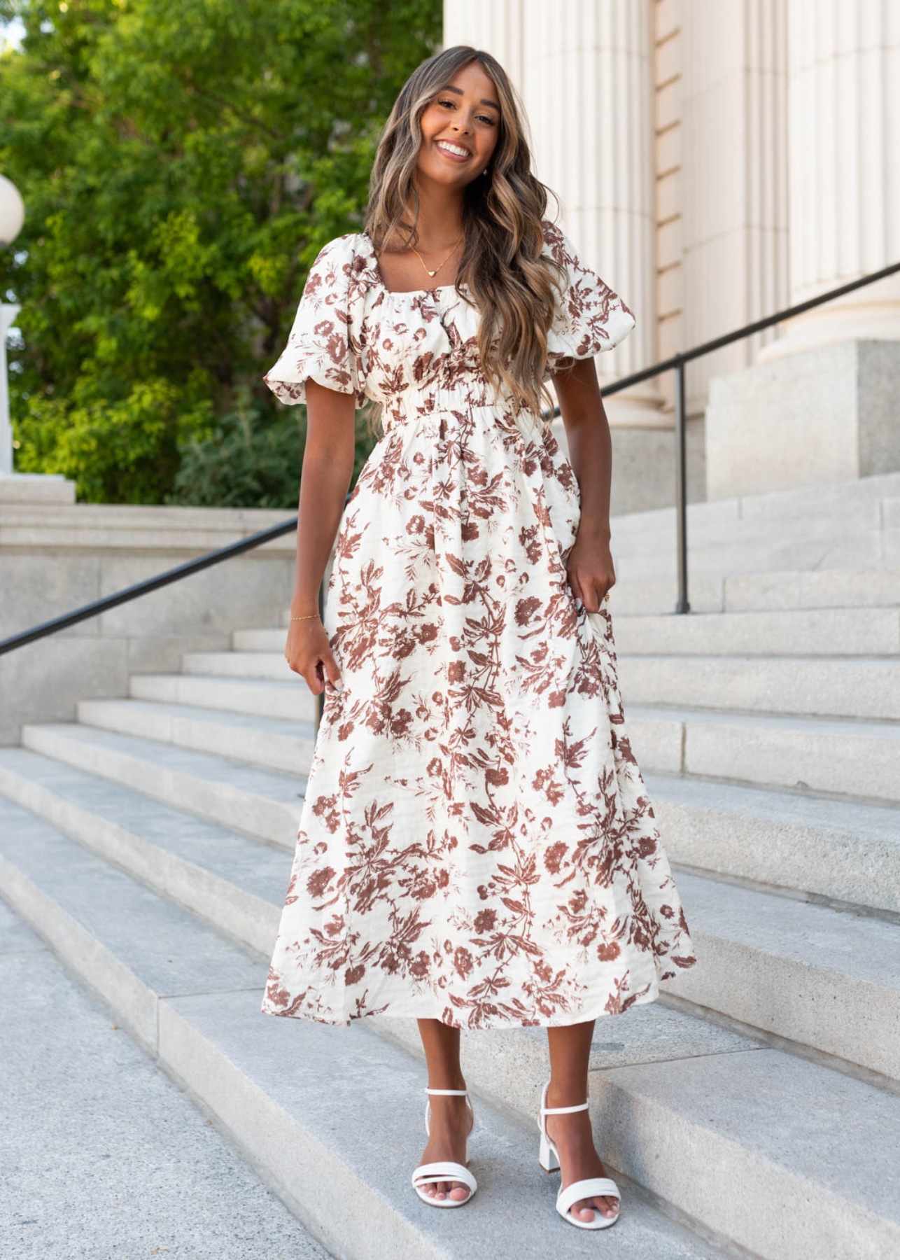 Missy Mocha Floral Tiered Dress