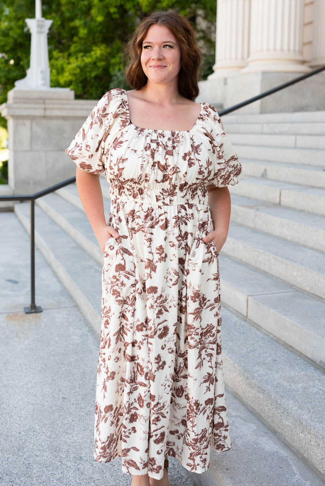 Missy Mocha Floral Tiered Dress