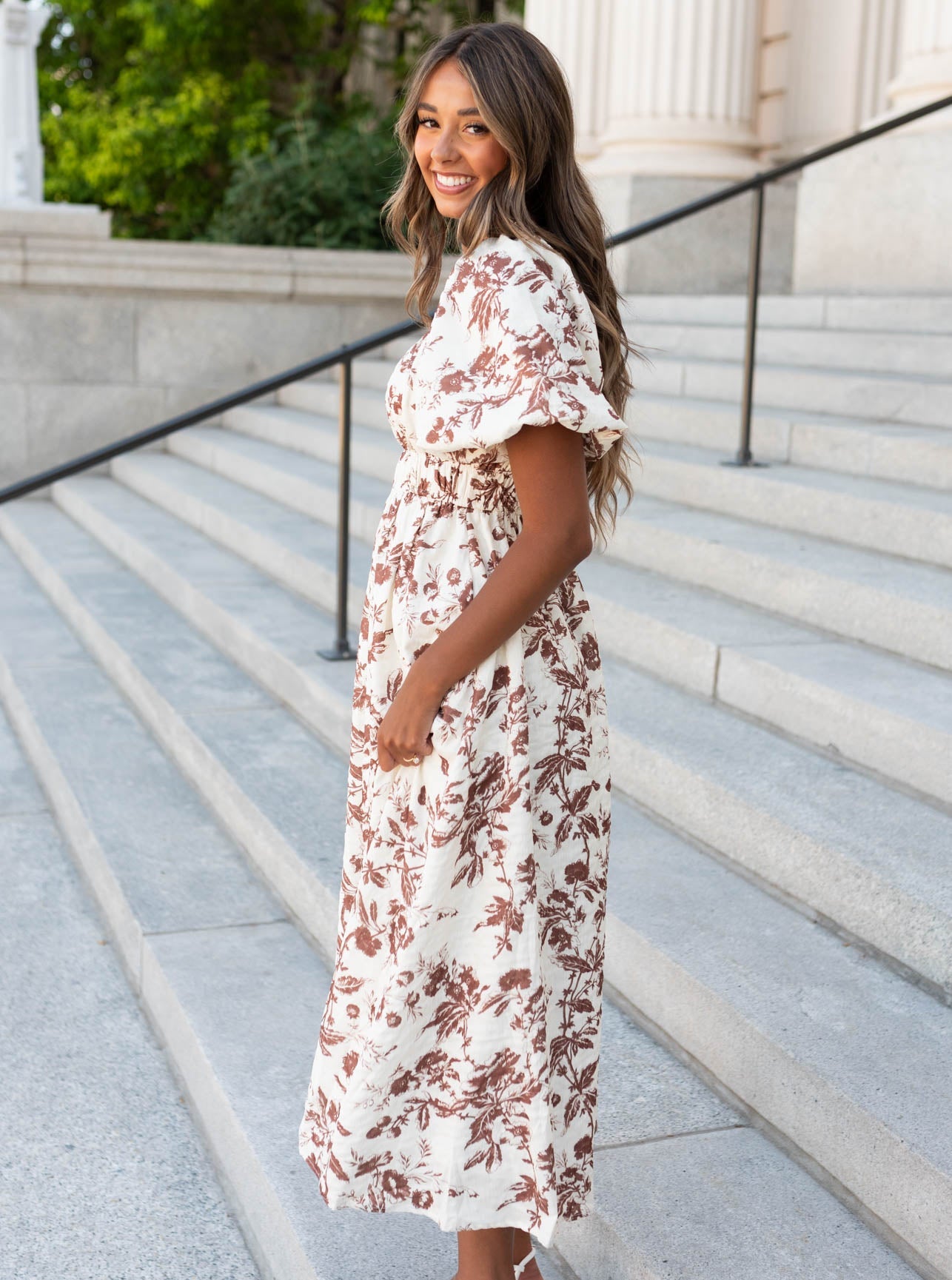 Missy Mocha Floral Tiered Dress