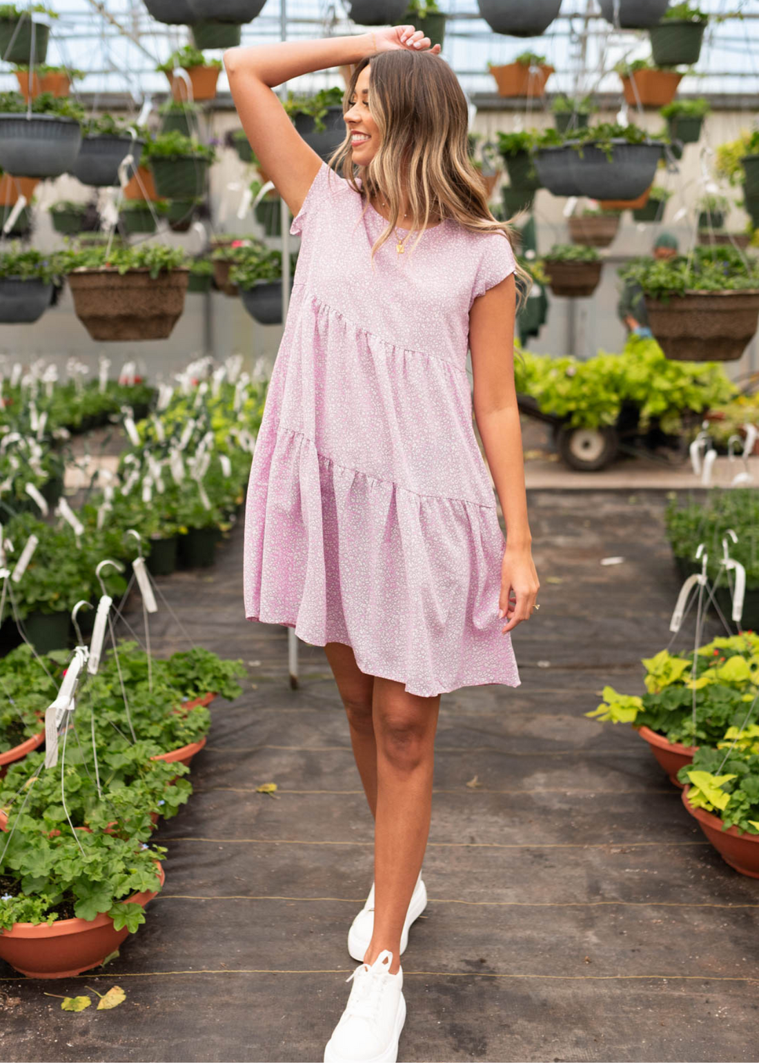 Mistie Lilac Floral Tiered Dress