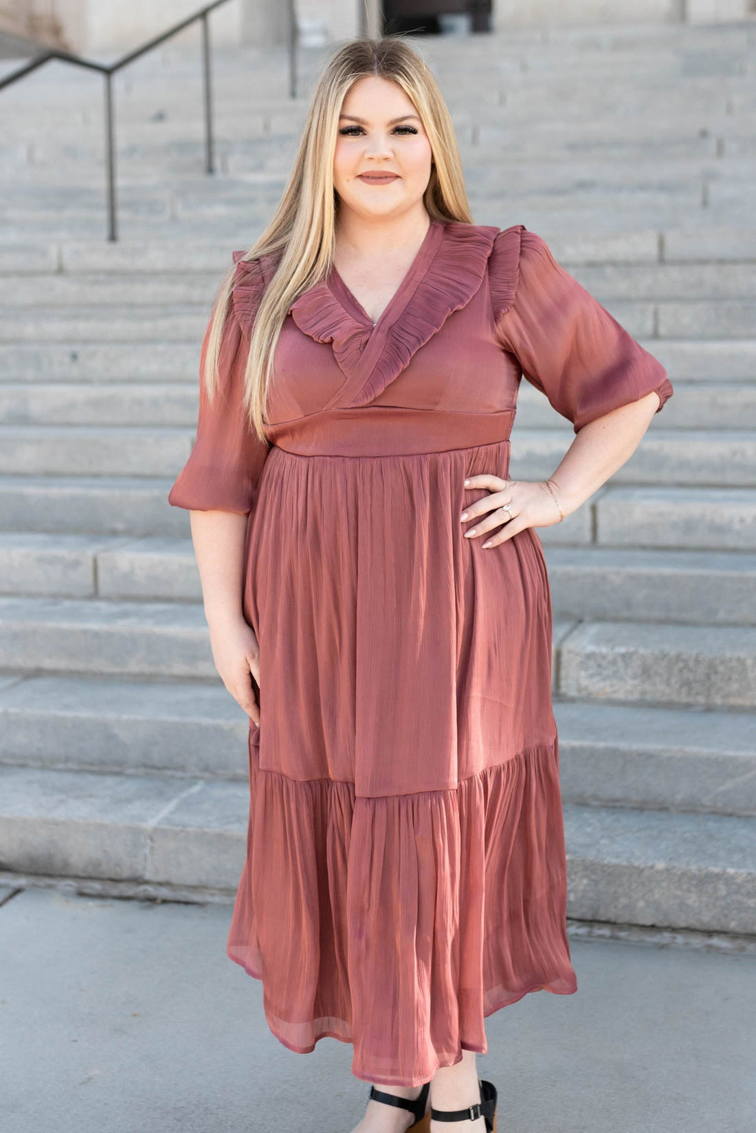 Myra Mahogany Layered Dress