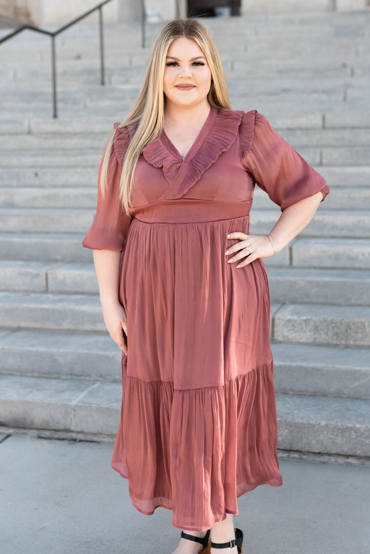 Myra Mahogany Layered Dress