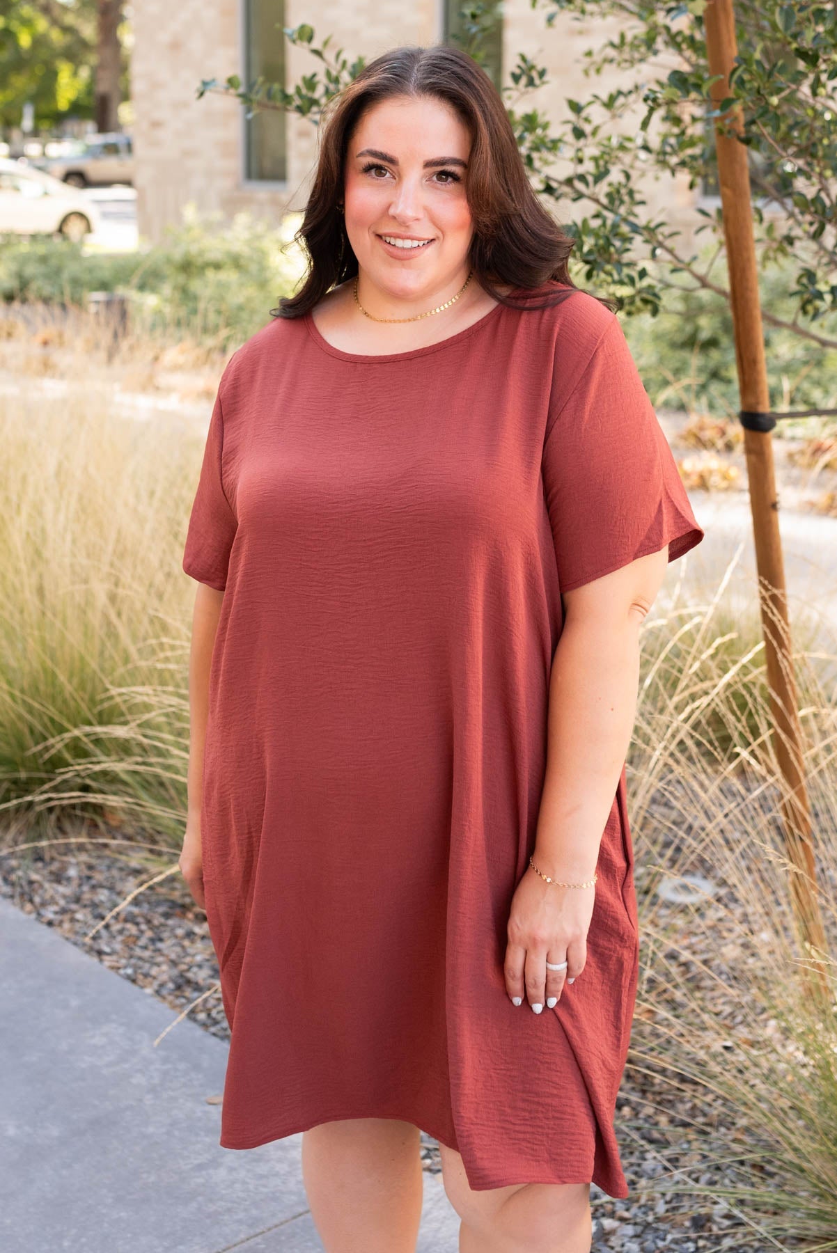 Neriah Brick Red Relaxed Dress